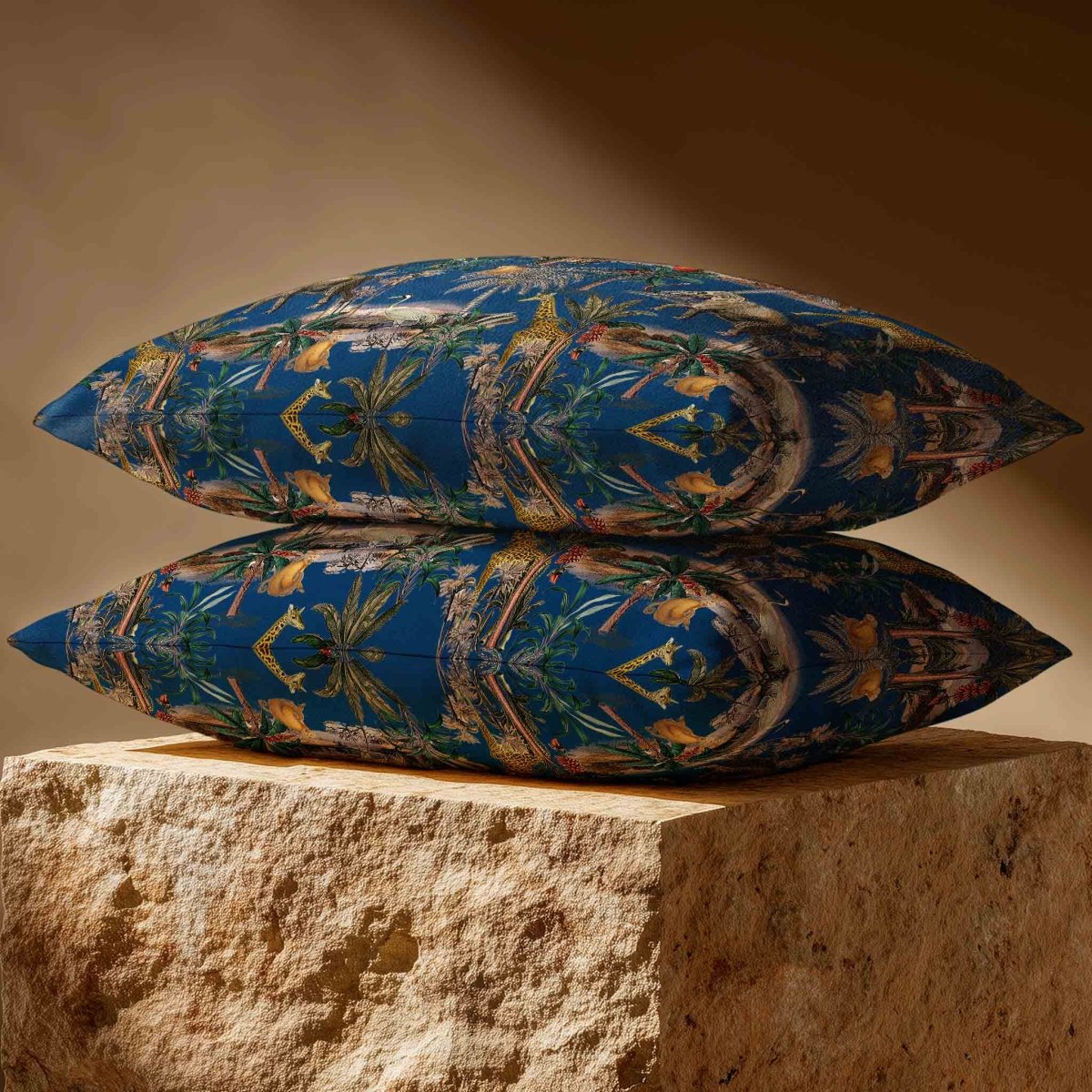 Safari Voyage | Sustainable Velvet Rectangle Cushion - Estate Blue 50 x 30 cm Standard by Izabela Peters