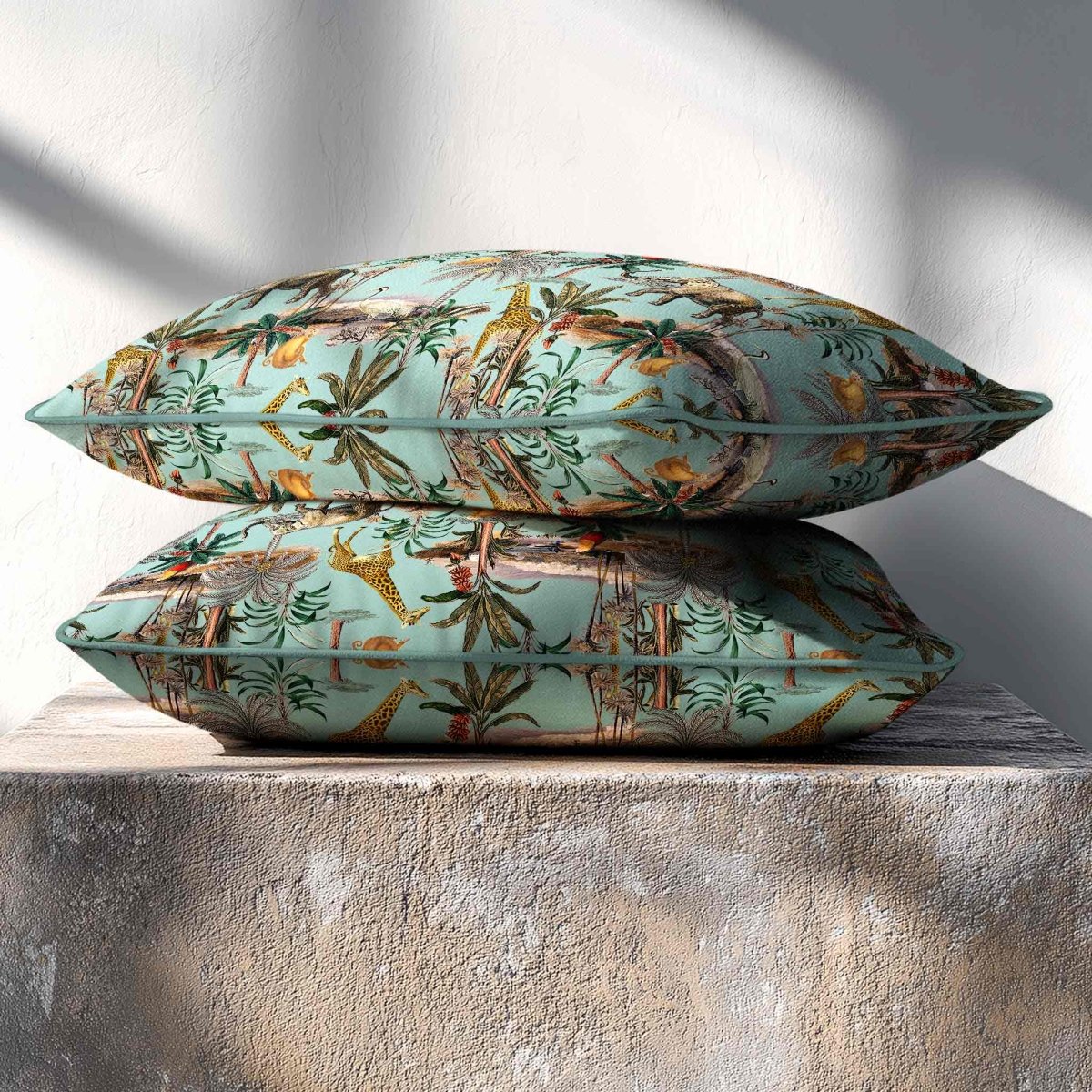 Safari Voyage | Sustainable Velvet Rectangle Cushion - Blue Surf 50 x 30 cm Standard by Izabela Peters