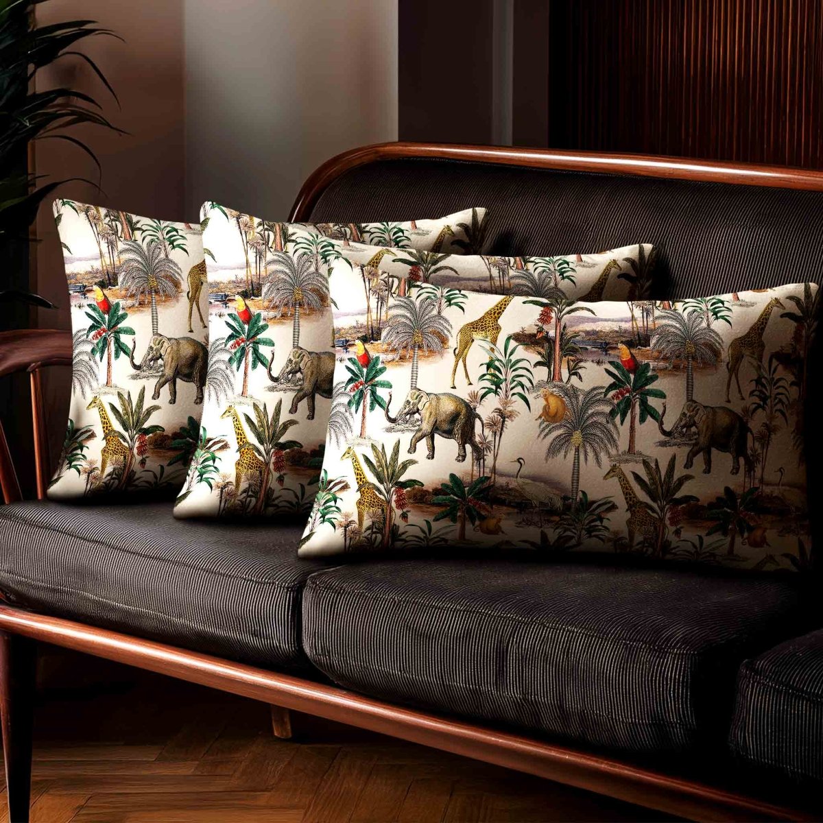 Safari Voyage | Sustainable Velvet Rectangle Cushion - Ivory Cream 50 x 30 cm Standard by Izabela Peters