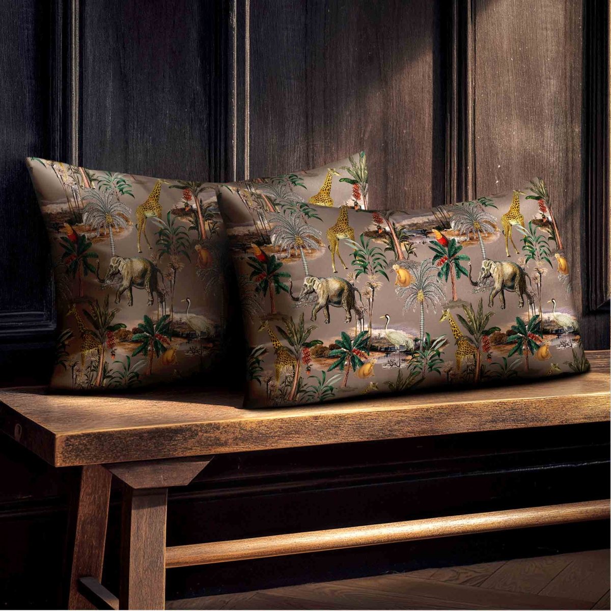 Safari Voyage | Sustainable Velvet Rectangle Cushion - Dovedale Stone 50 x 30 cm Standard by Izabela Peters