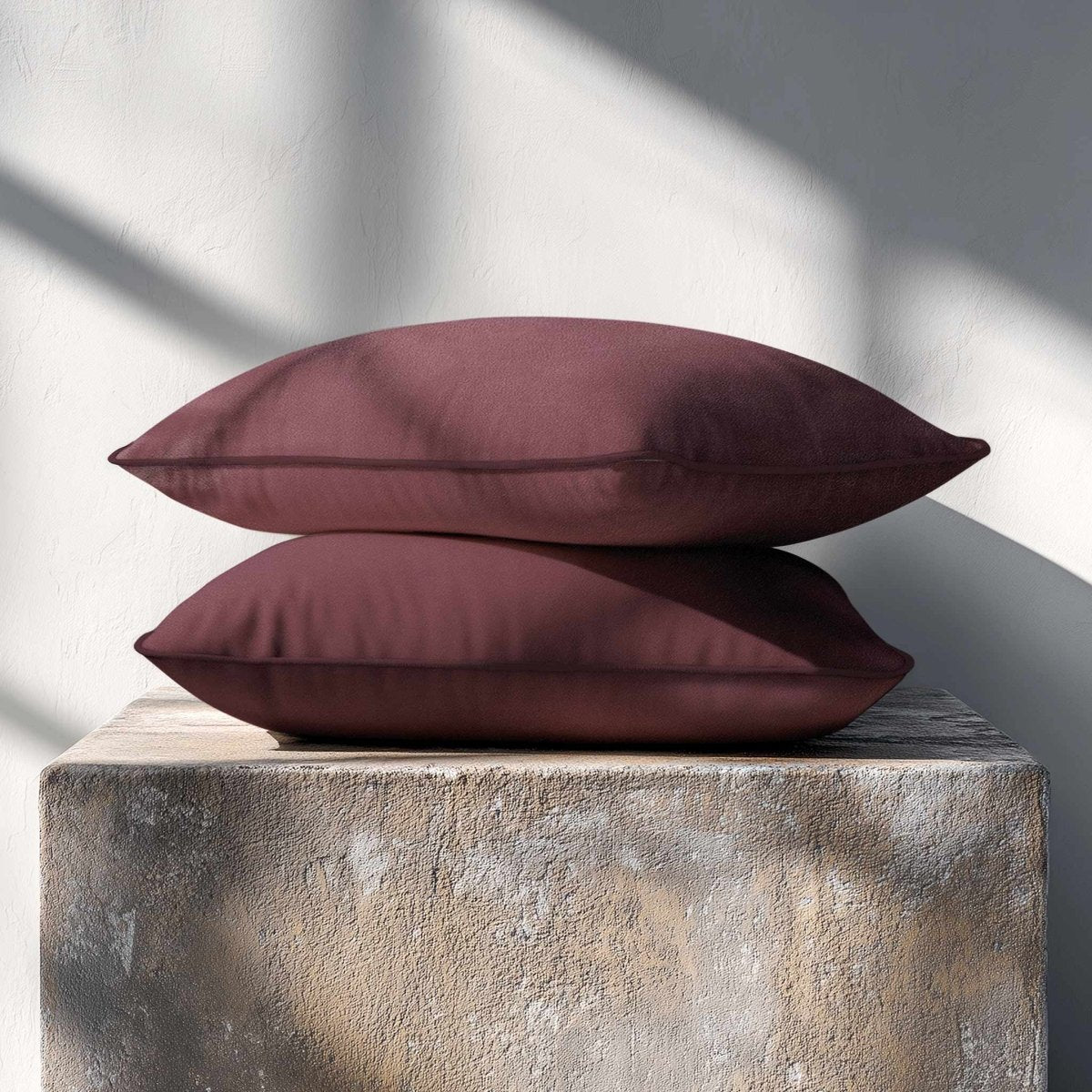 Signature Colours with Piping | Sustainable Velvet Rectangle Cushion - Italian Grape 50 x 30 cm by Izabela Peters