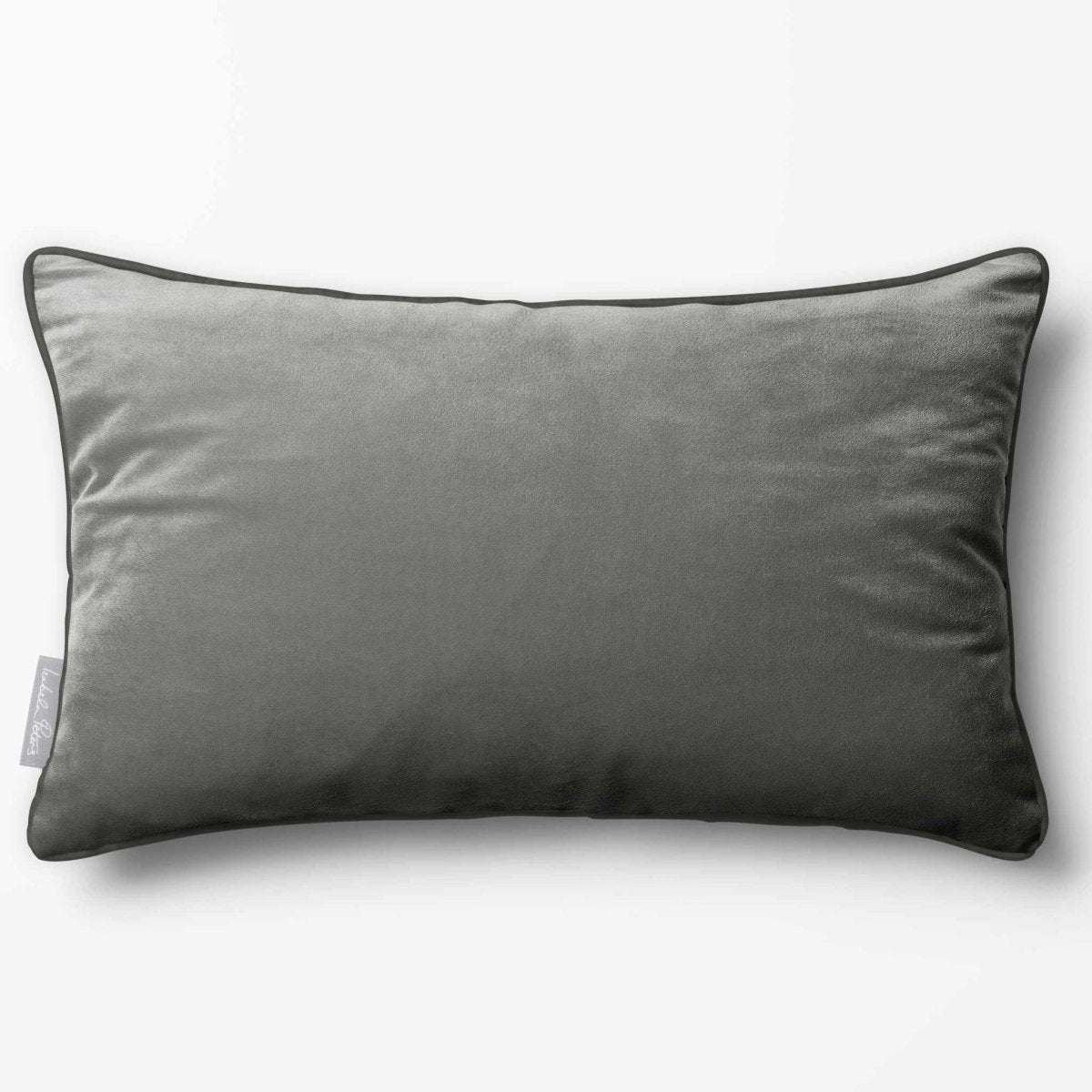 Signature Colours with Piping | Sustainable Velvet Rectangle Cushion - Beluga 50 x 30 cm by Izabela Peters