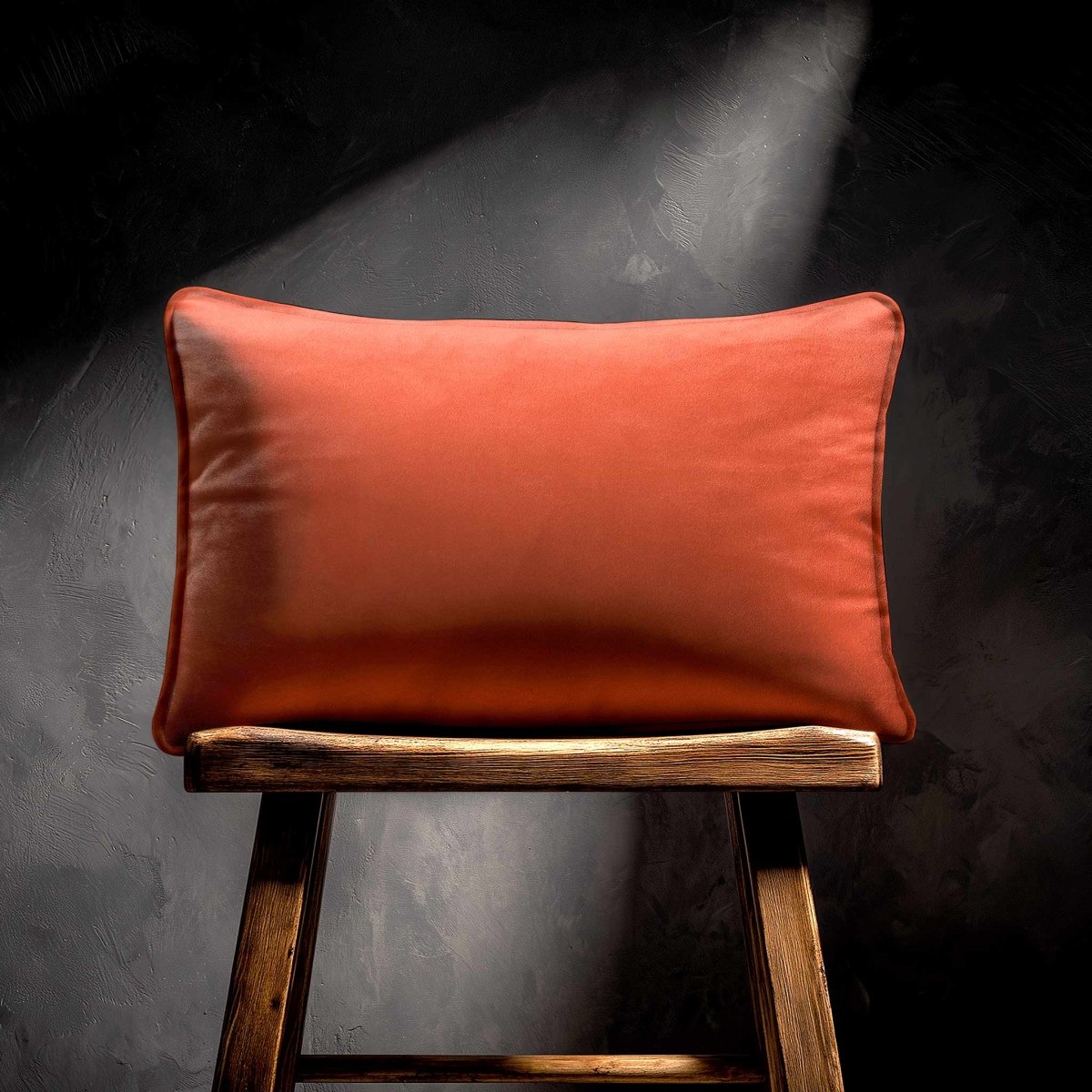Signature Colours with Piping | Sustainable Velvet Rectangle Cushion - Burnt Ochre 50 x 30 cm by Izabela Peters