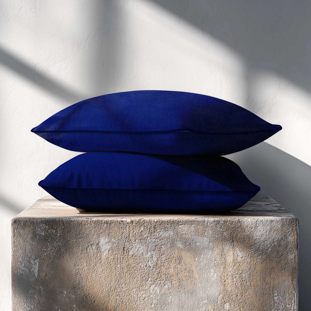 Signature Colours with Piping | Sustainable Velvet Rectangle Cushion - Midnight 50 x 30 cm by Izabela Peters