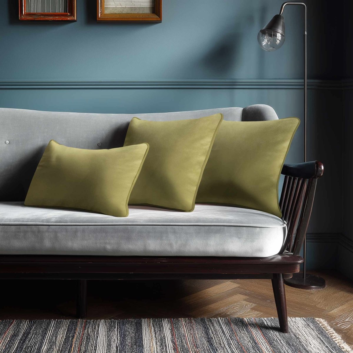 Signature Colours with Piping | Sustainable Velvet Rectangle Cushion - Ivory Cream 50 x 30 cm by Izabela Peters