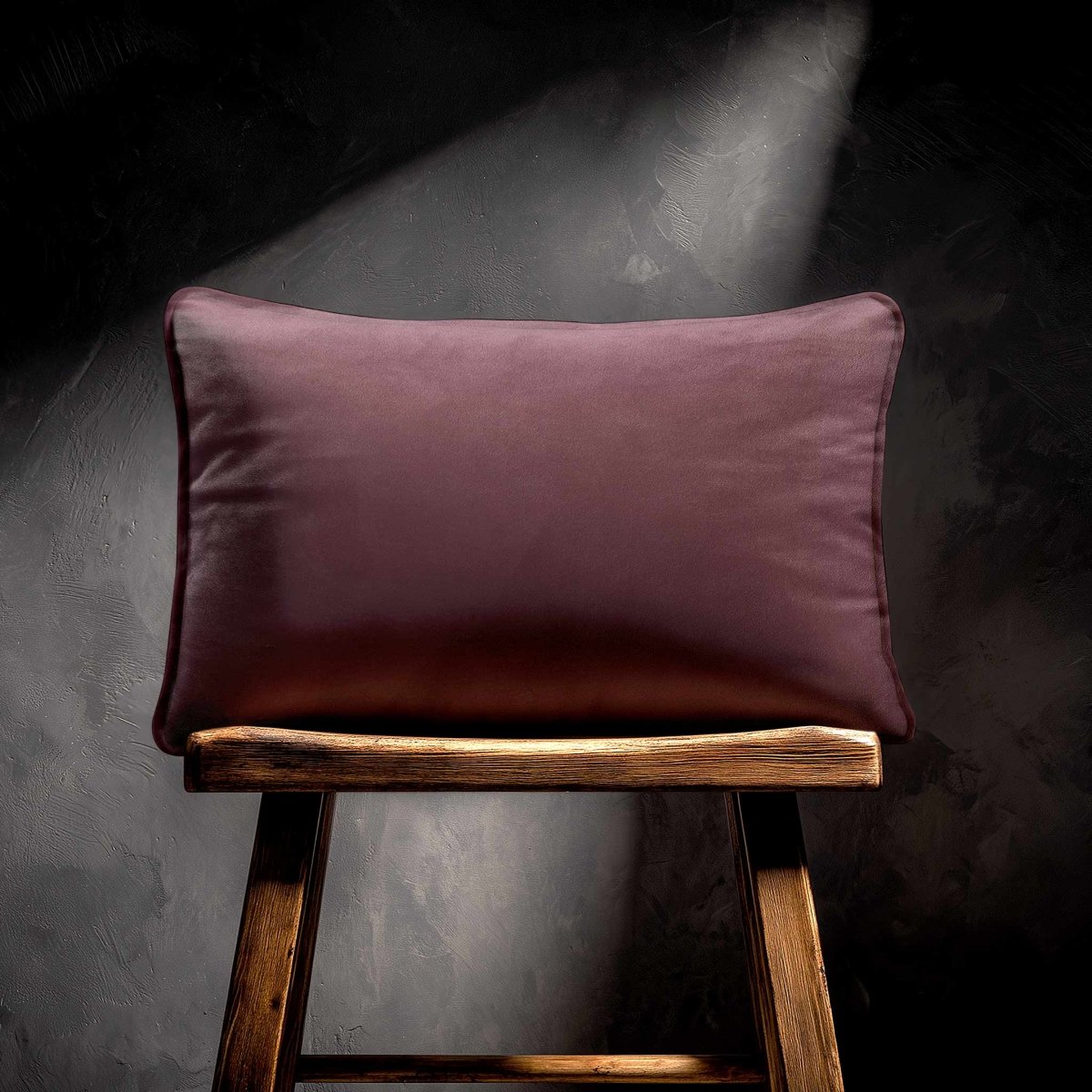 Signature Colours with Piping | Sustainable Velvet Rectangle Cushion - Italian Grape 50 x 30 cm by Izabela Peters