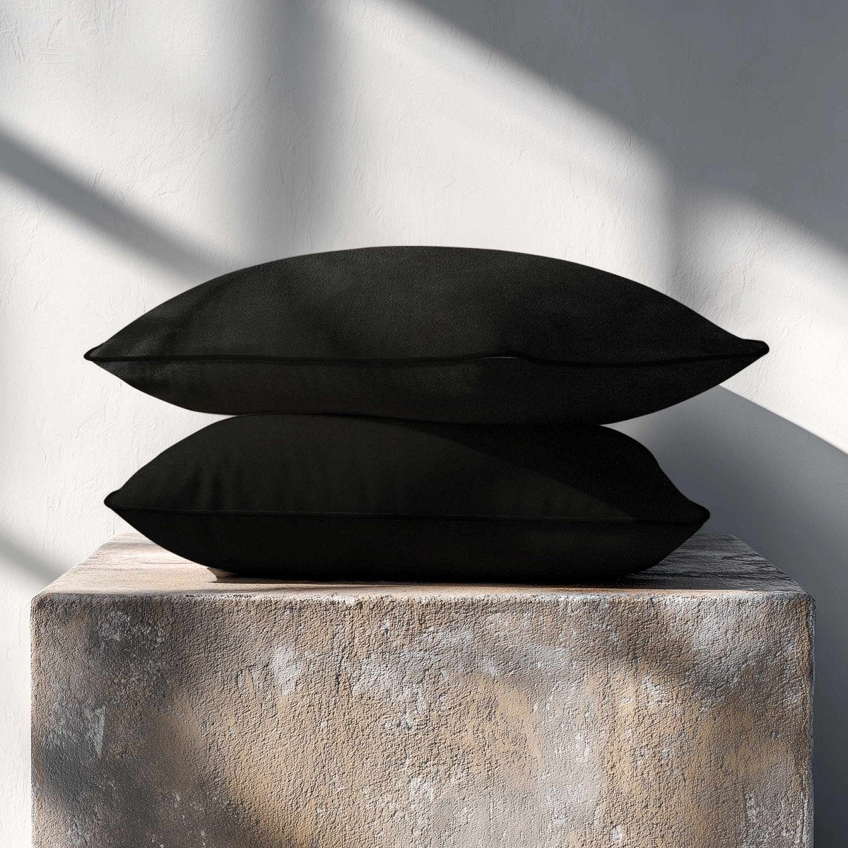 Signature Colours with Piping | Sustainable Velvet Rectangle Cushion - Charcoal 50 x 30 cm by Izabela Peters