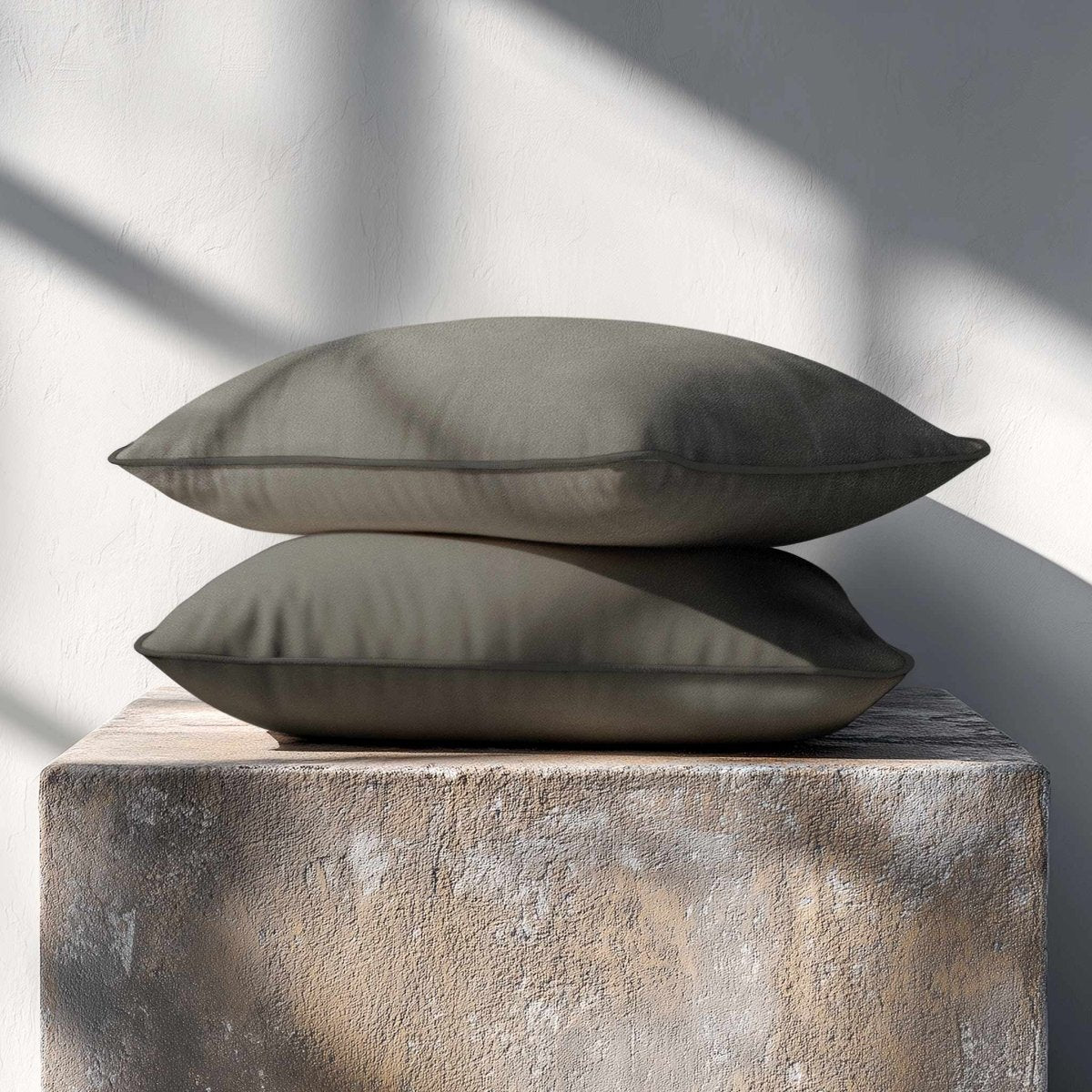 Signature Colours with Piping | Sustainable Velvet Rectangle Cushion - Beluga 50 x 30 cm by Izabela Peters