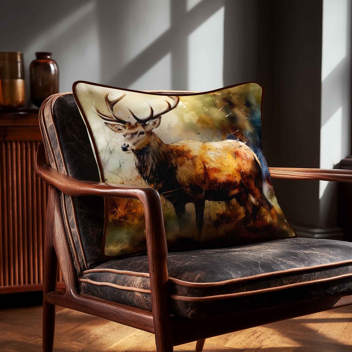 Stag | Sustainable Velvet Cushion - 40 x 40 cm Piped by Izabela Peters