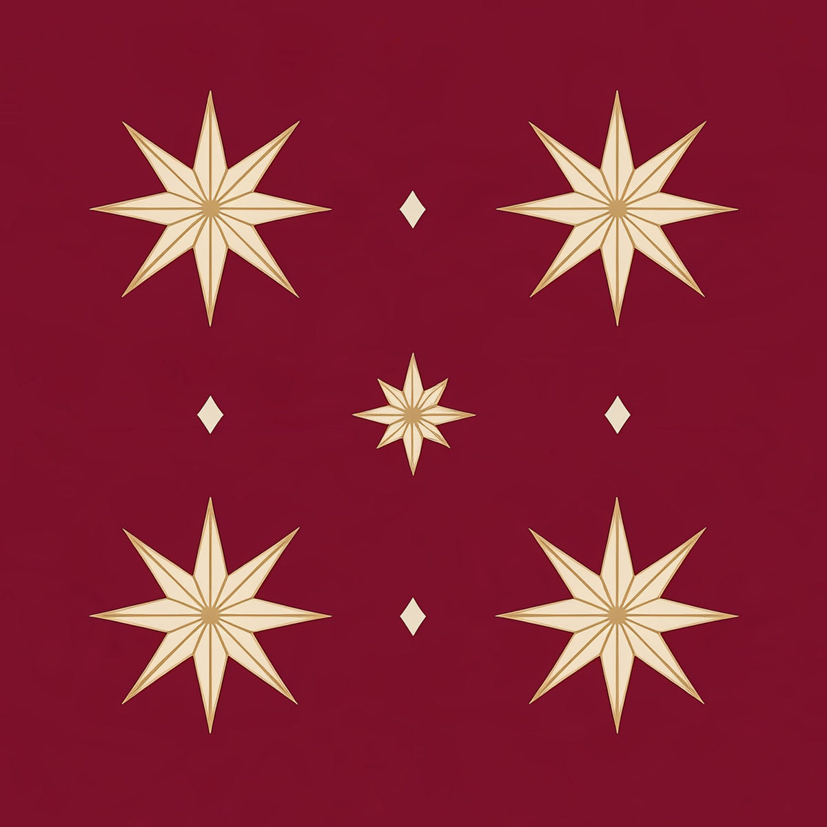 Stars Christmas napkin print in burgundy and gold