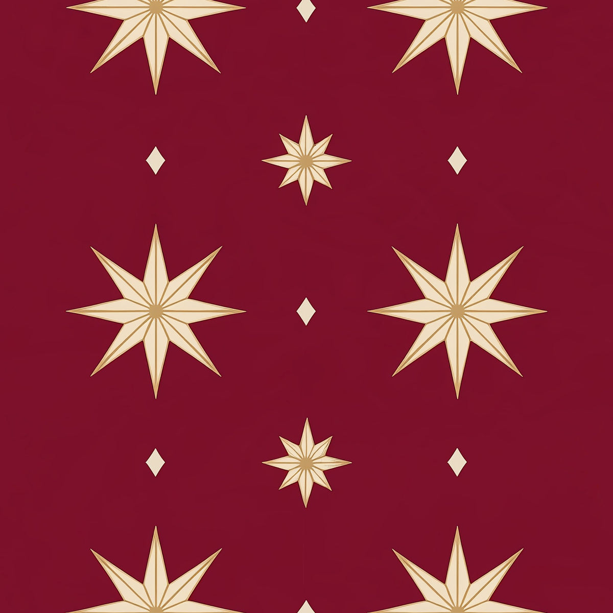 Stars Christmas table runner print in burgundy and gold