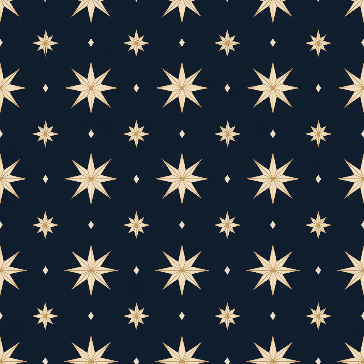 Stars Christmas print: gold stars on navy