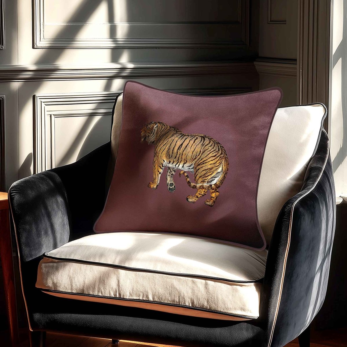 Tiger | Sustainable Velvet Cushion - Italian Grape 40 x 40 cm Standard by Izabela Peters