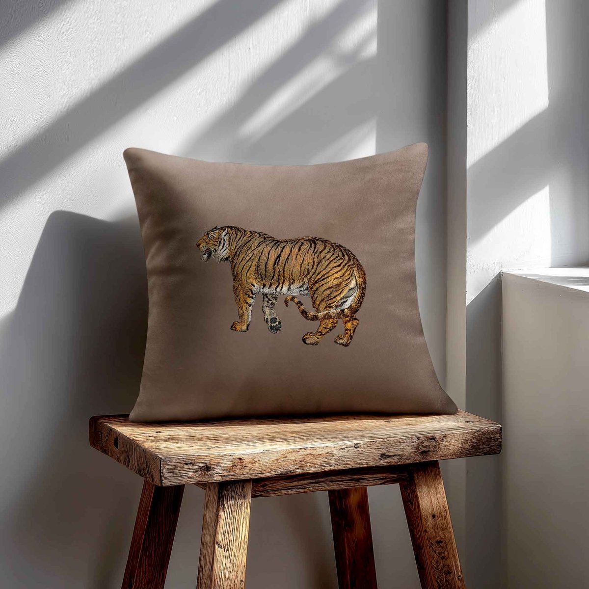 Tiger | Sustainable Velvet Cushion - Dovedale Stone 40 x 40 cm Standard by Izabela Peters
