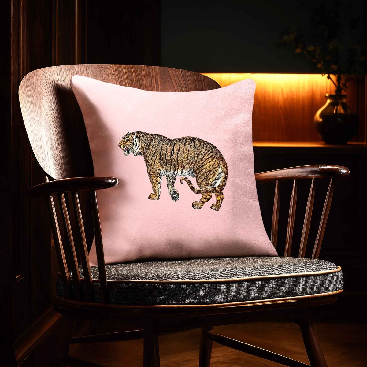 Tiger | Sustainable Velvet Cushion - Rosewater 40 x 40 cm Standard by Izabela Peters