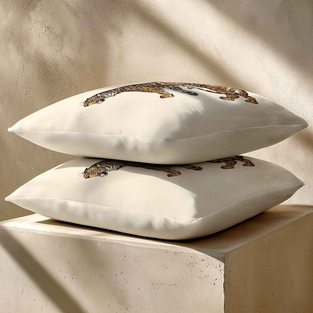 Tiger | Sustainable Velvet Cushion - Ivory Cream 40 x 40 cm Standard by Izabela Peters