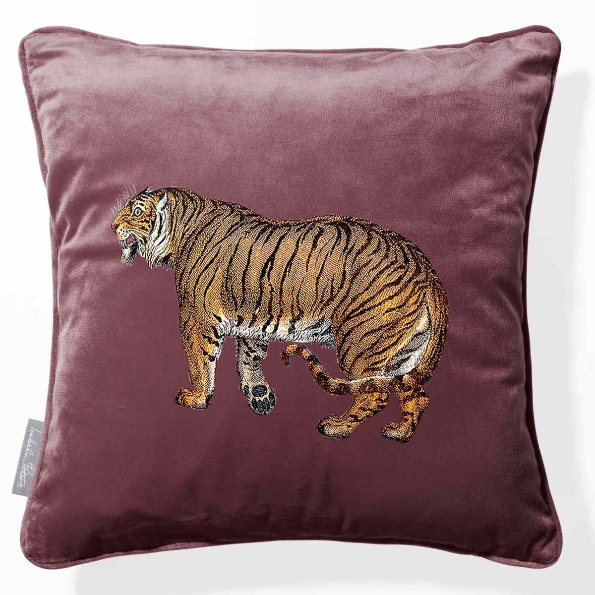 Tiger | Sustainable Velvet Cushion - Italian Grape 40 x 40 cm Piped by Izabela Peters
