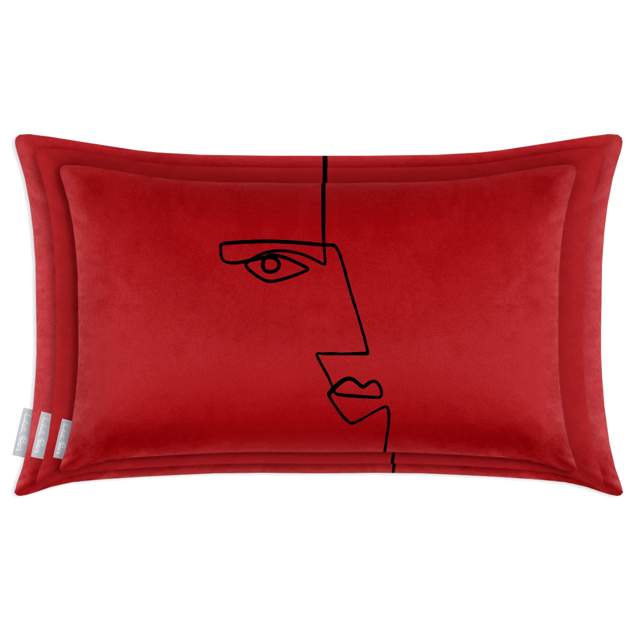 Angular Face | Sustainable Velvet Rectangle Cushion - Petrol Blue 50 x 30 cm Cover Only by Izabela Peters