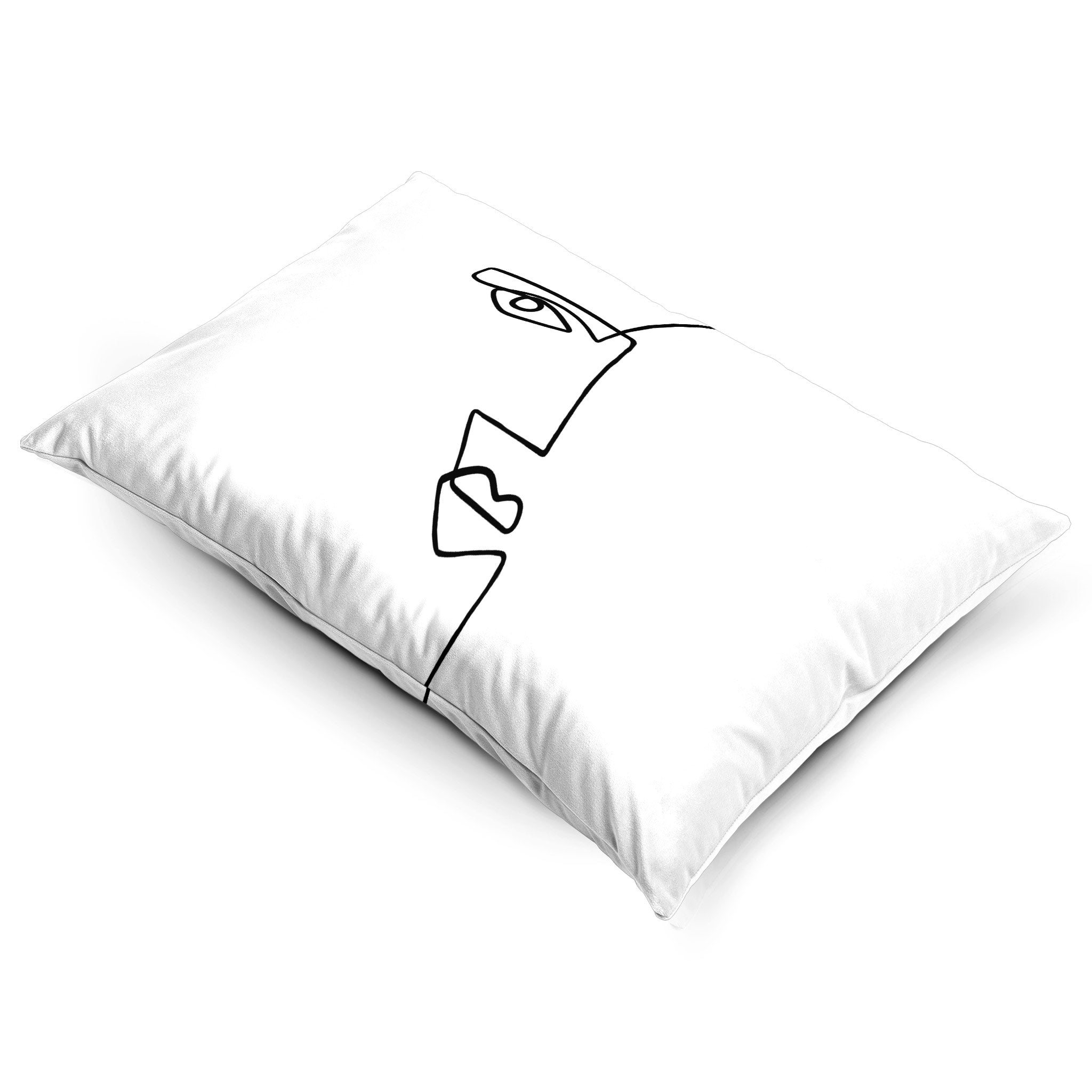 Angular Face | Sustainable Velvet Rectangle Cushion - White and Black 50 x 30 cm Cover Only by Izabela Peters