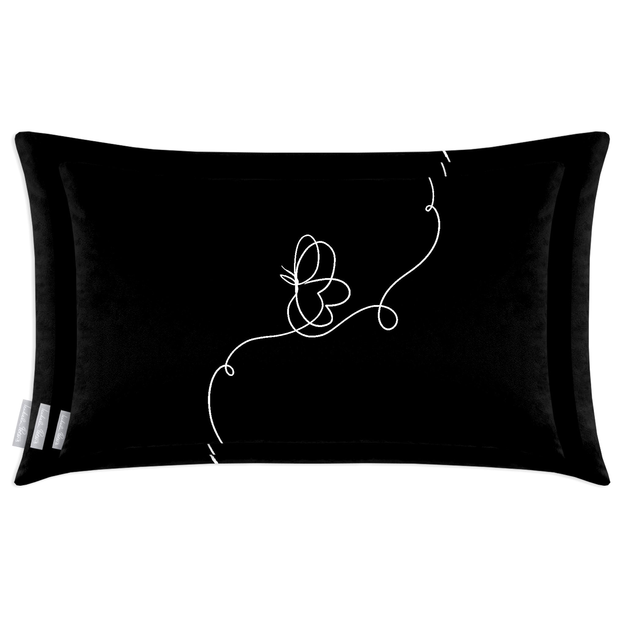 Butterfly | Sustainable Velvet Rectangle Cushion - Black and White 50 x 30 cm Cover Only by Izabela Peters