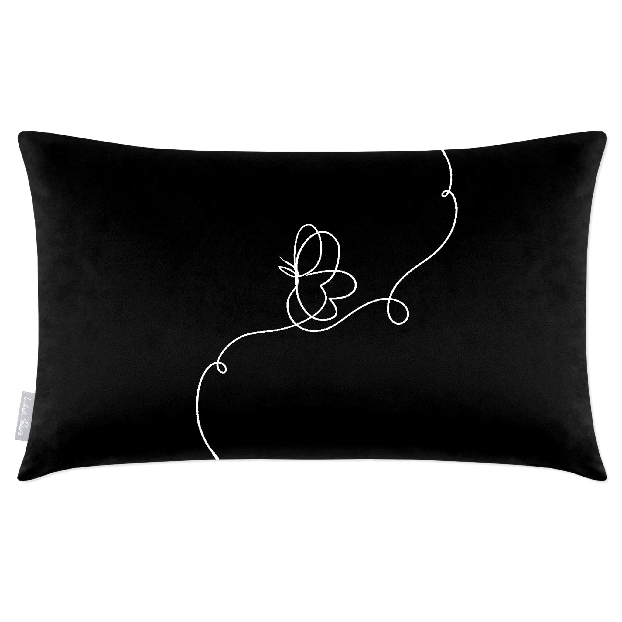 Butterfly | Sustainable Velvet Rectangle Cushion - Black and White 50 x 30 cm Cover Only by Izabela Peters