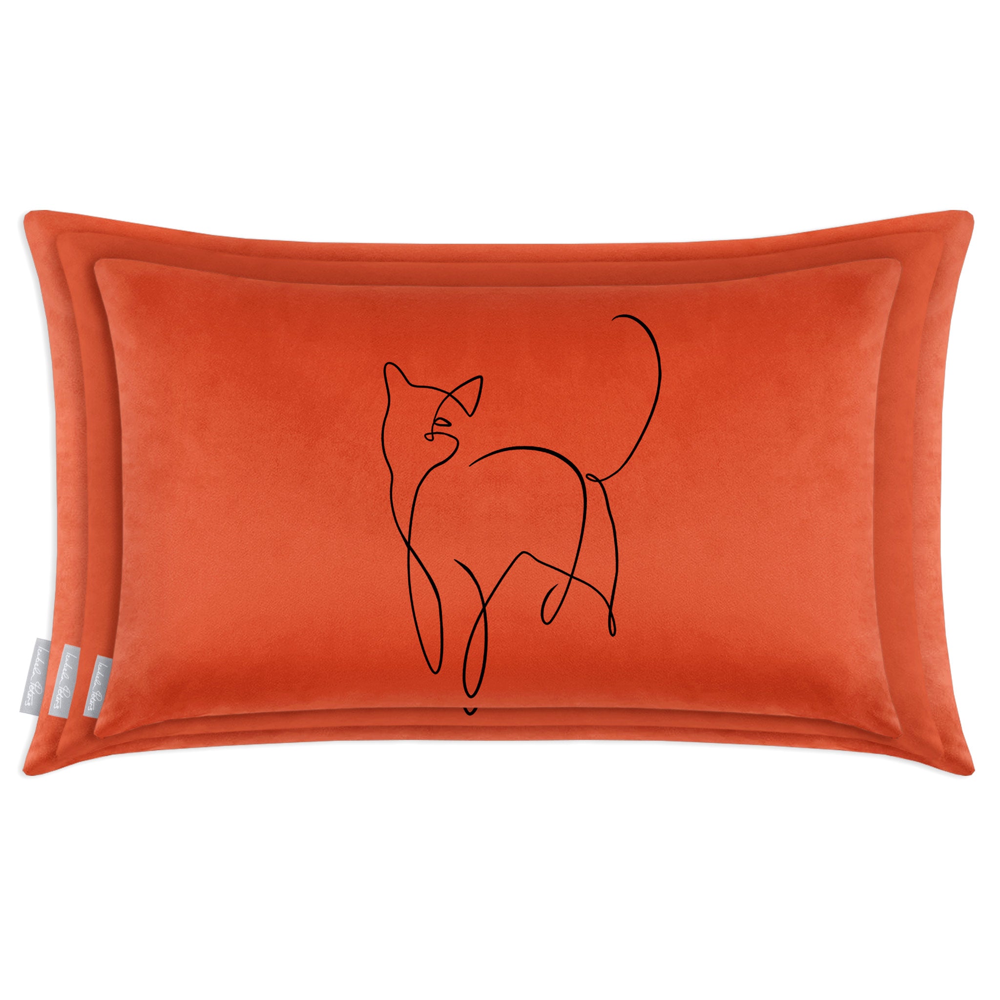 Cat | Sustainable Velvet Rectangle Cushion - Burnt Ochre 50 x 30 cm Cover Only by Izabela Peters