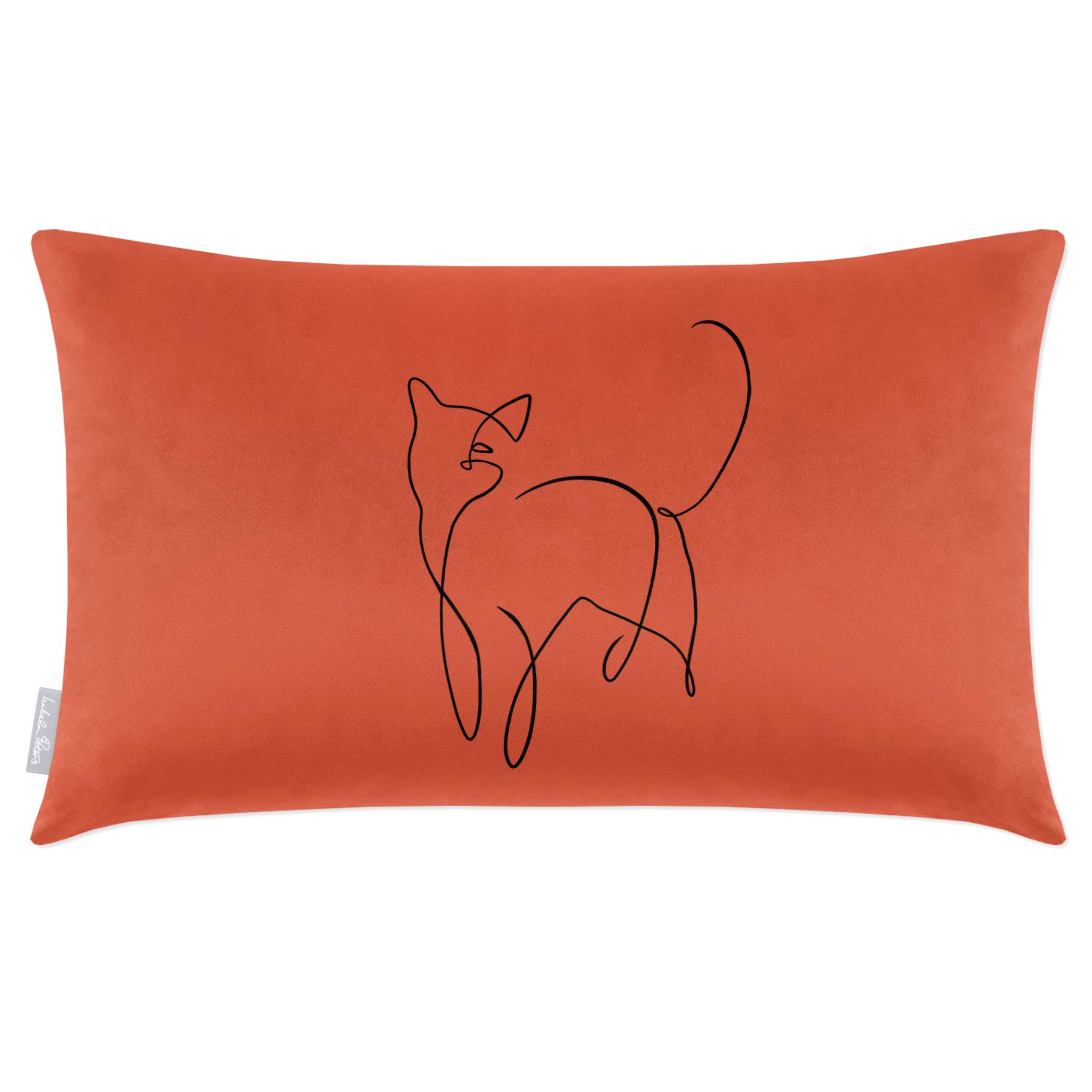 Cat | Sustainable Velvet Rectangle Cushion - Burnt Ochre 50 x 30 cm Cover Only by Izabela Peters