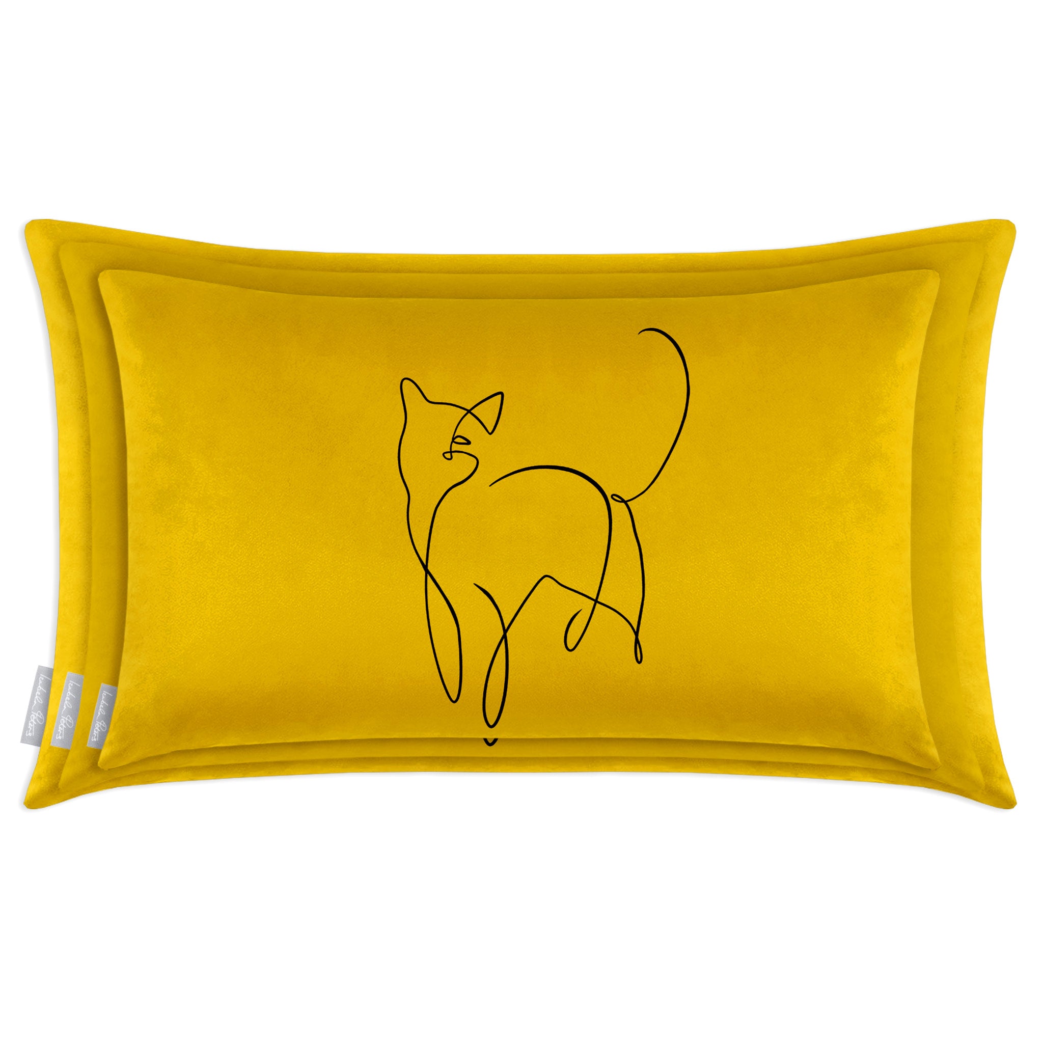 Cat | Sustainable Velvet Rectangle Cushion - Mustard Ochre 50 x 30 cm Cover Only by Izabela Peters
