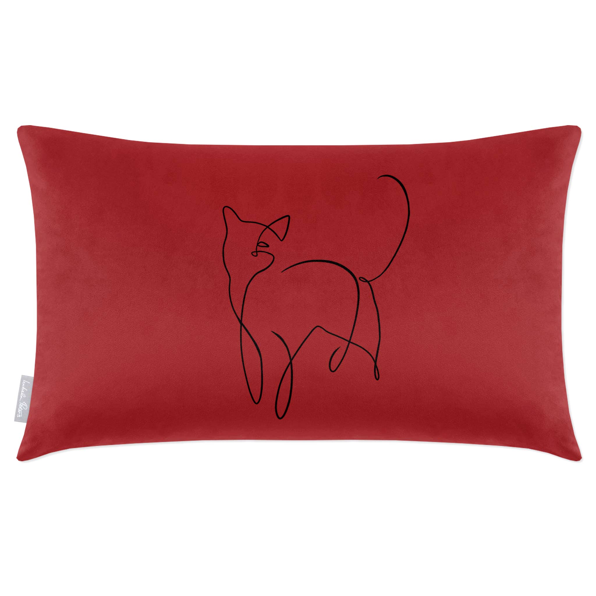 Cat | Sustainable Velvet Rectangle Cushion - Crimson Muse 50 x 30 cm Cover Only by Izabela Peters