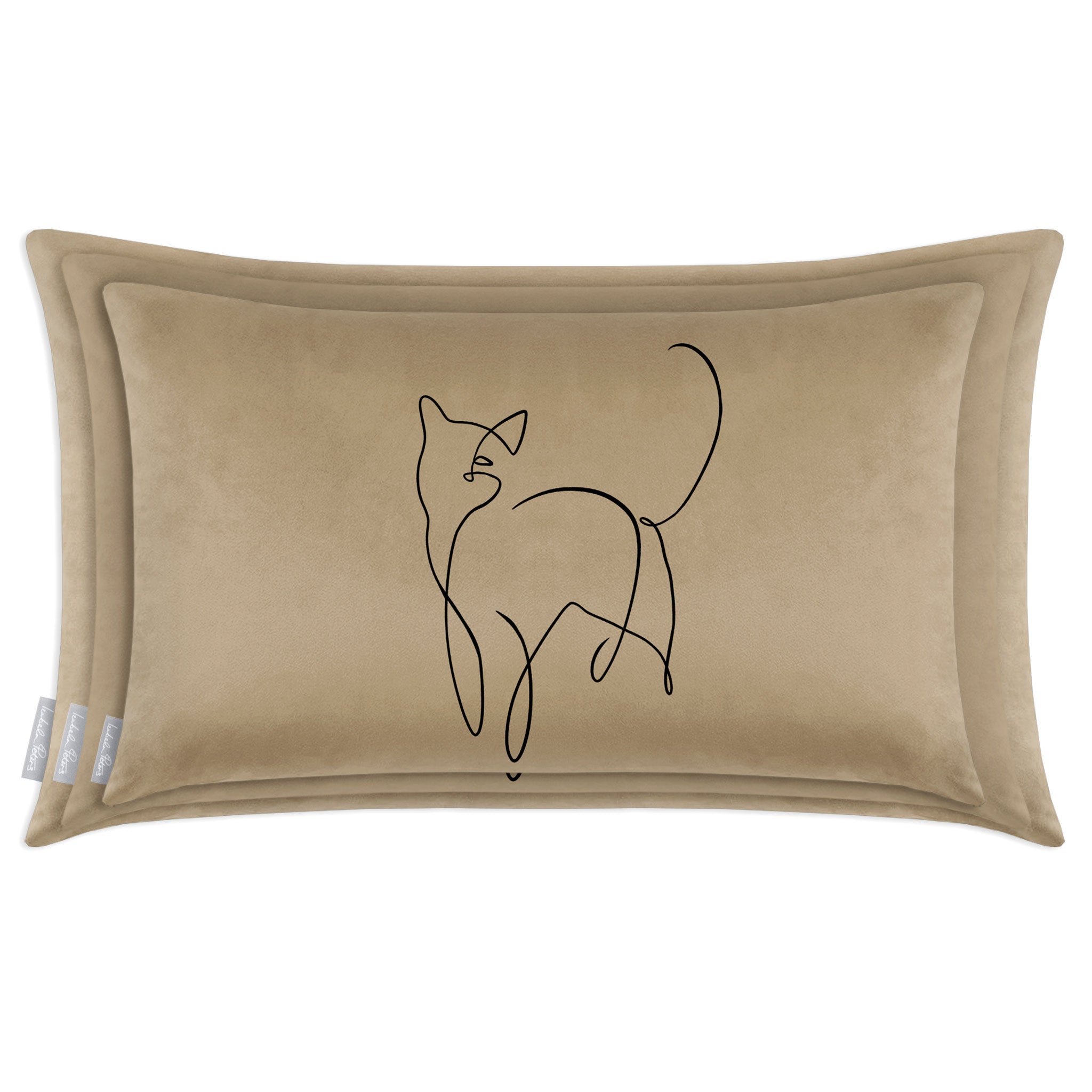 Cat | Sustainable Velvet Rectangle Cushion in Taupe 50 x 30 cm Cover Only | Izabela Peters