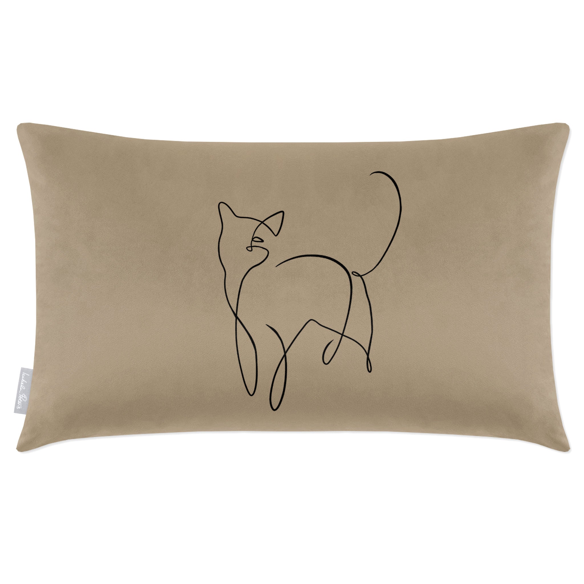 Cat | Sustainable Velvet Rectangle Cushion - Taupe 50 x 30 cm Cover Only by Izabela Peters