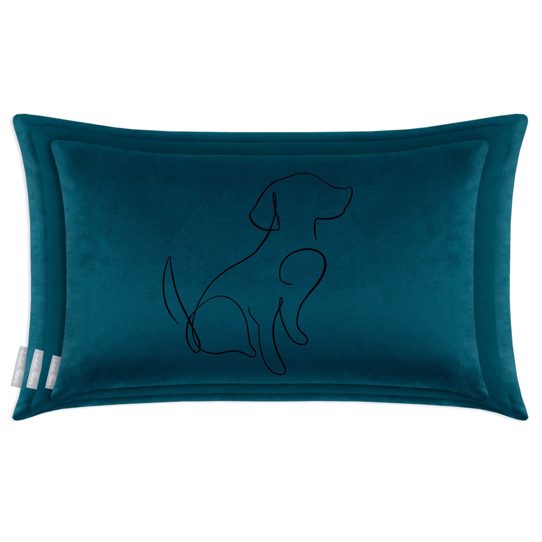 Dog | Sustainable Velvet Rectangle Cushion - Teal 50 x 30 cm Cover Only by Izabela Peters