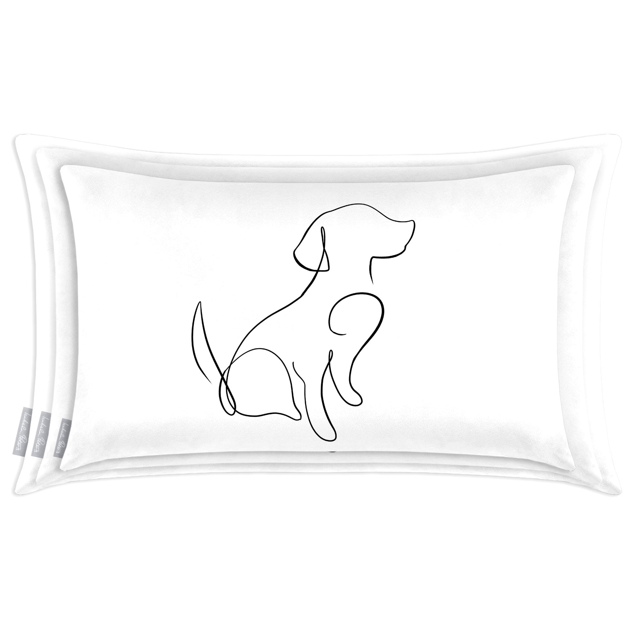 Dog | Sustainable Velvet Rectangle Cushion - White and Black 50 x 30 cm Cover Only by Izabela Peters