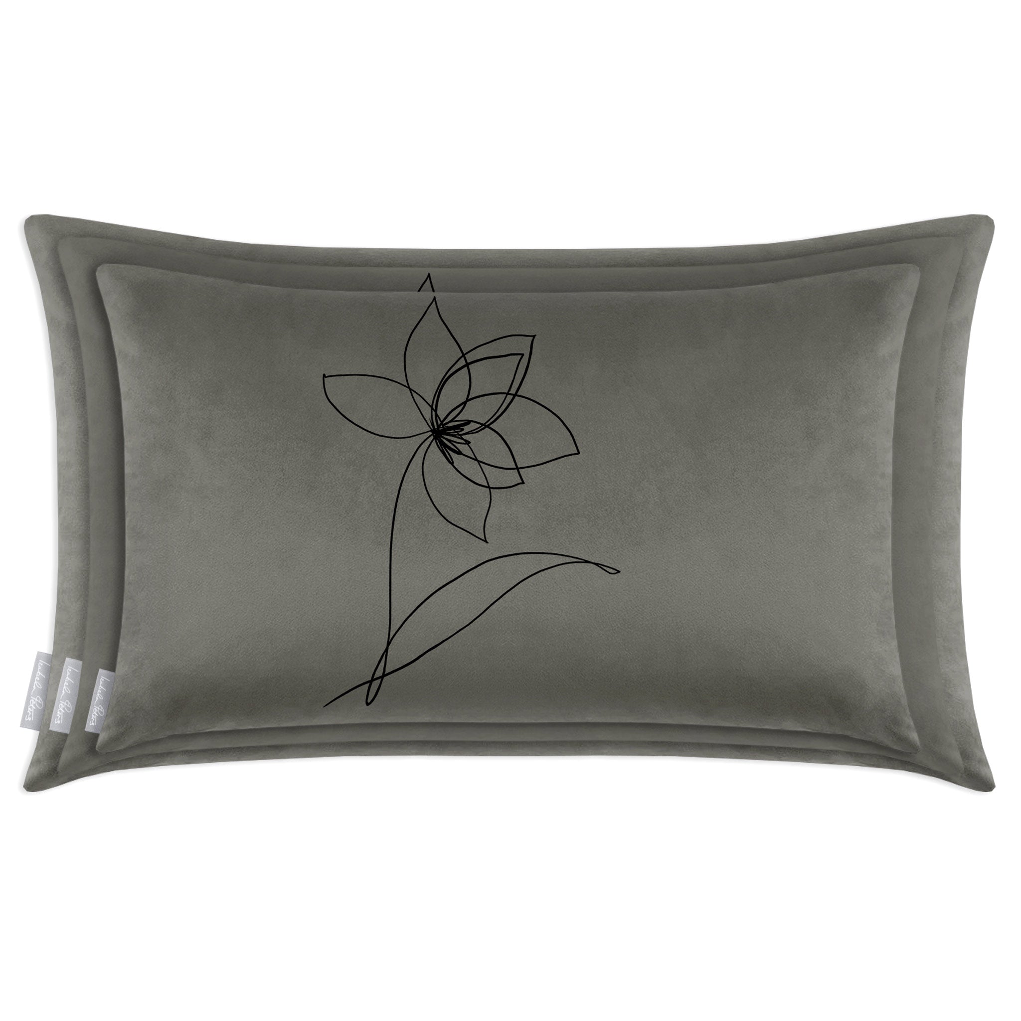 Flower | Sustainable Velvet Rectangle Cushion - Beluga 50 x 30 cm Cover Only by Izabela Peters