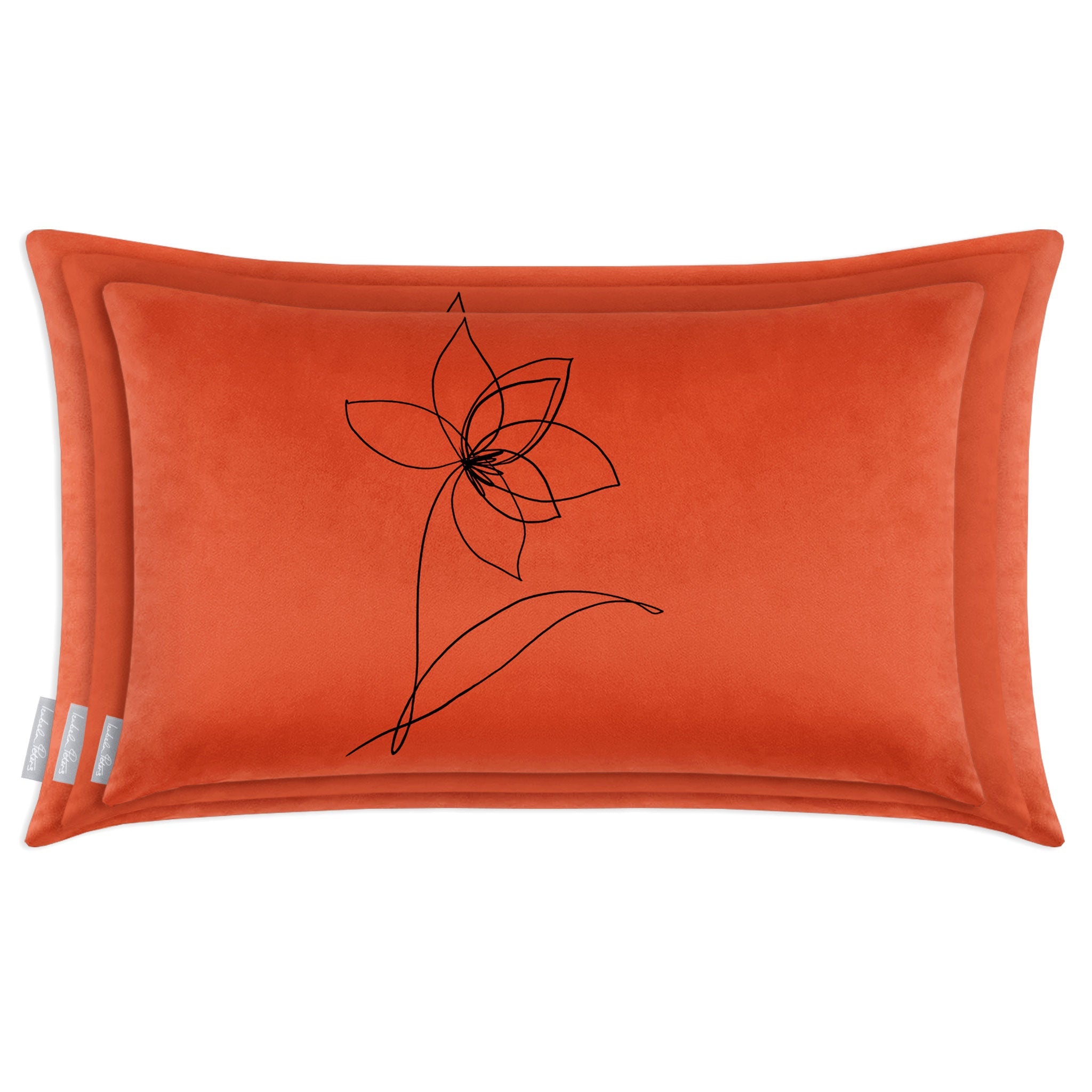 Flower | Sustainable Velvet Rectangle Cushion - Burnt Ochre 50 x 30 cm Cover Only by Izabela Peters