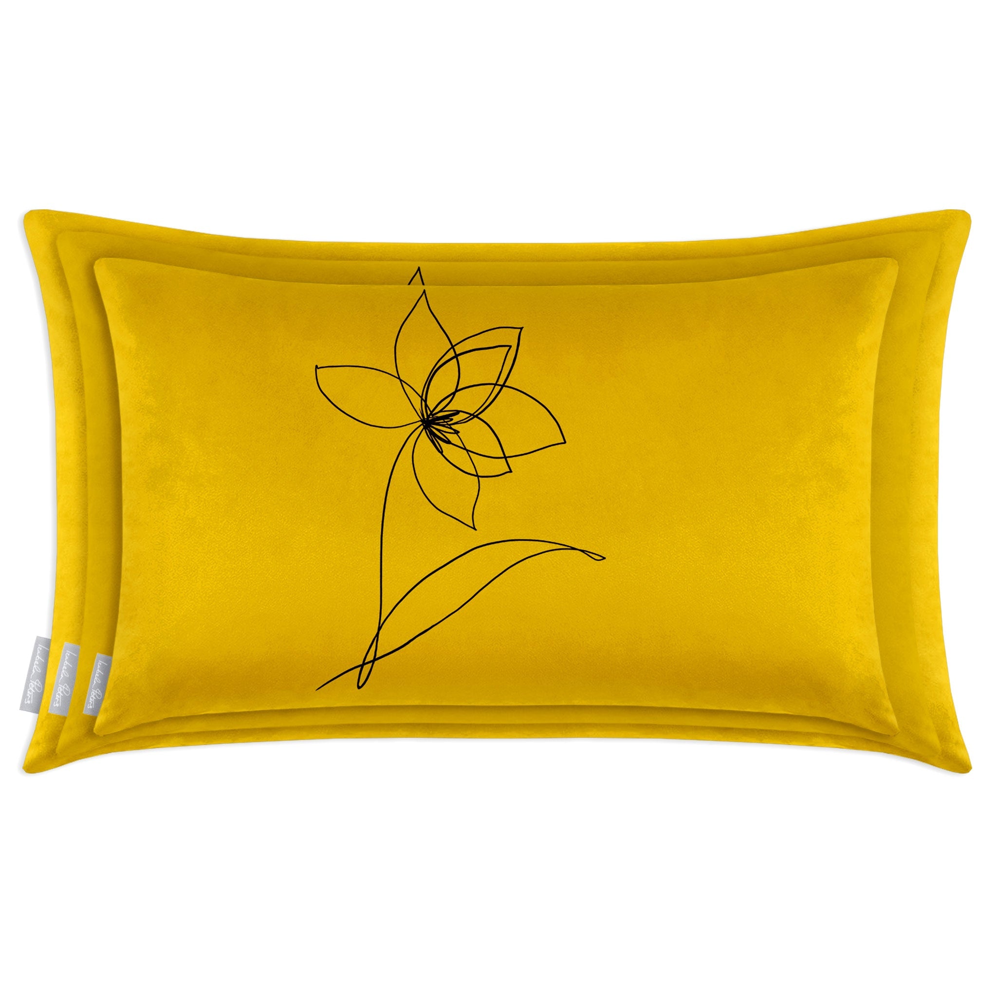 Flower | Sustainable Velvet Rectangle Cushion - Mustard Ochre 50 x 30 cm Cover Only by Izabela Peters