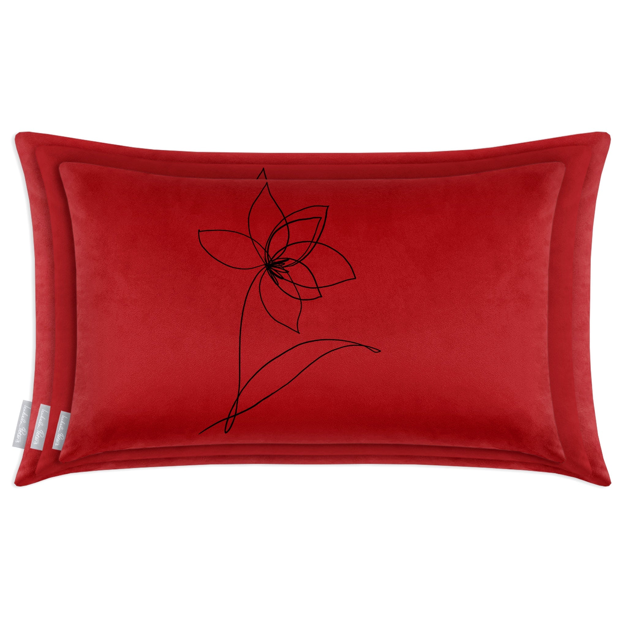 Flower | Sustainable Velvet Rectangle Cushion - Crimson Muse 50 x 30 cm Cover Only by Izabela Peters