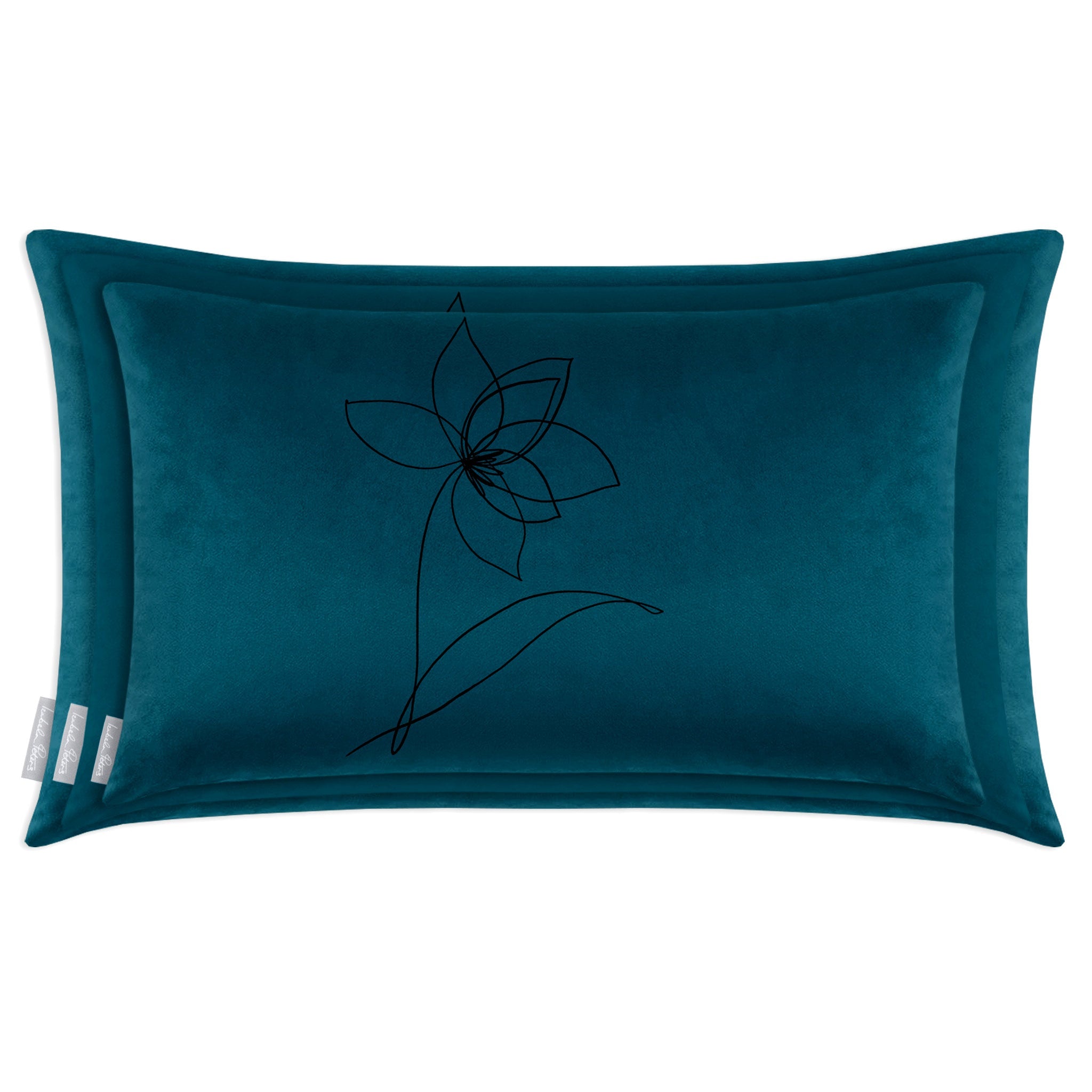 Flower | Sustainable Velvet Rectangle Cushion - Teal 50 x 30 cm Cover Only by Izabela Peters