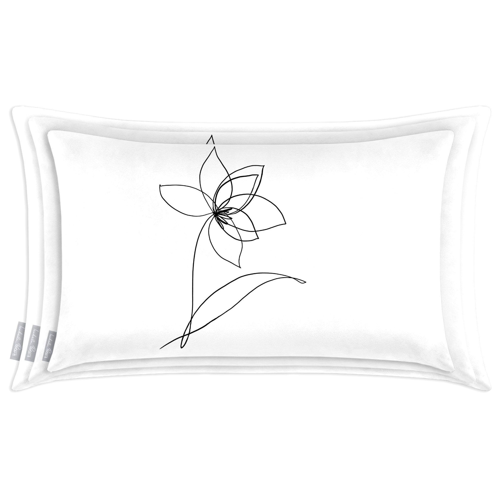 Flower | Sustainable Velvet Rectangle Cushion - White and Black 50 x 30 cm Cover Only by Izabela Peters