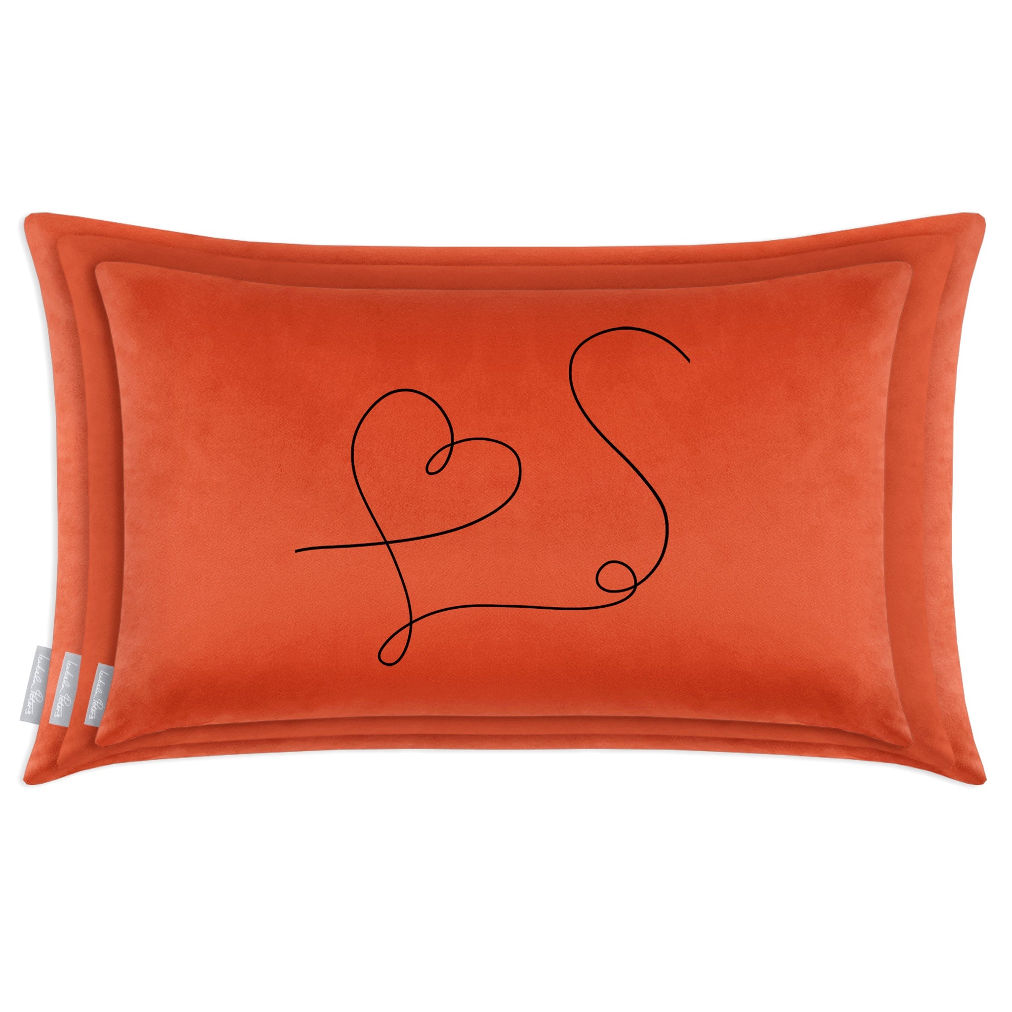 Heart | Sustainable Velvet Rectangle Cushion - Burnt Ochre 50 x 30 cm Cover Only by Izabela Peters