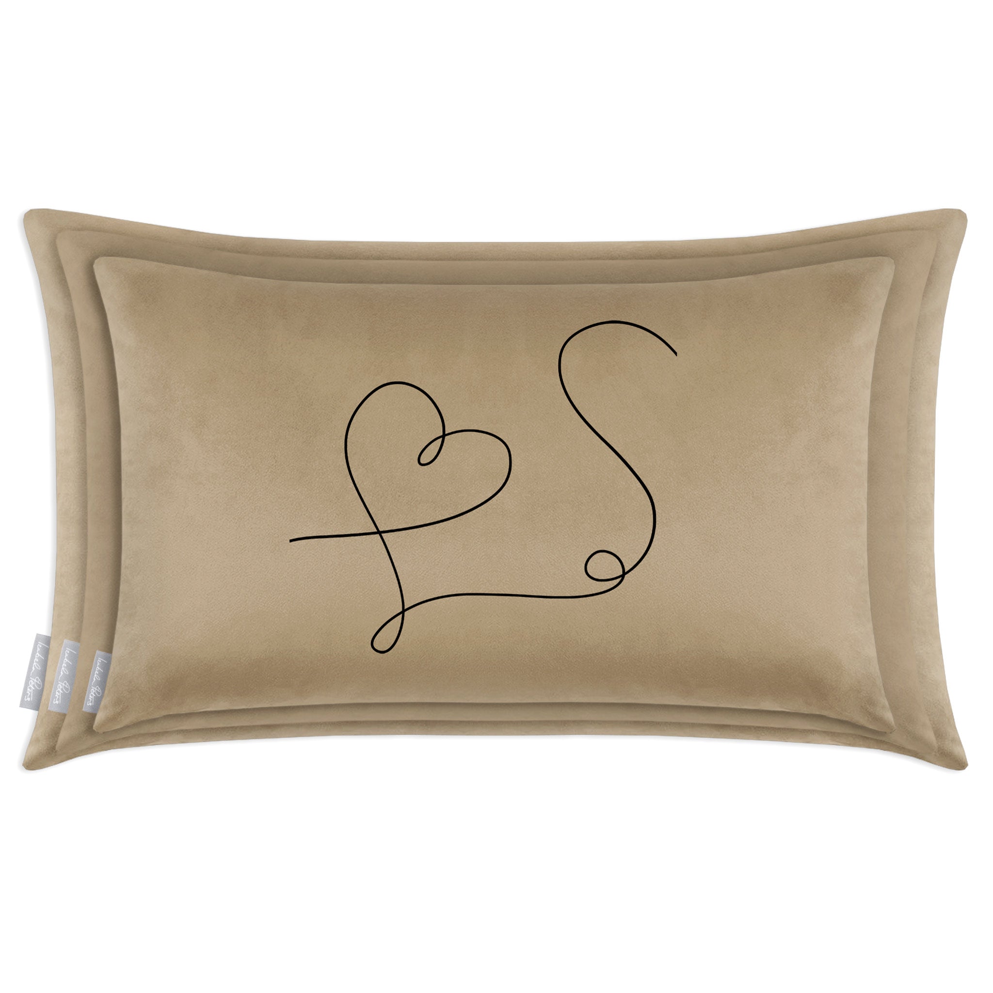 Heart | Sustainable Velvet Rectangle Cushion - Taupe 50 x 30 cm Cover Only by Izabela Peters