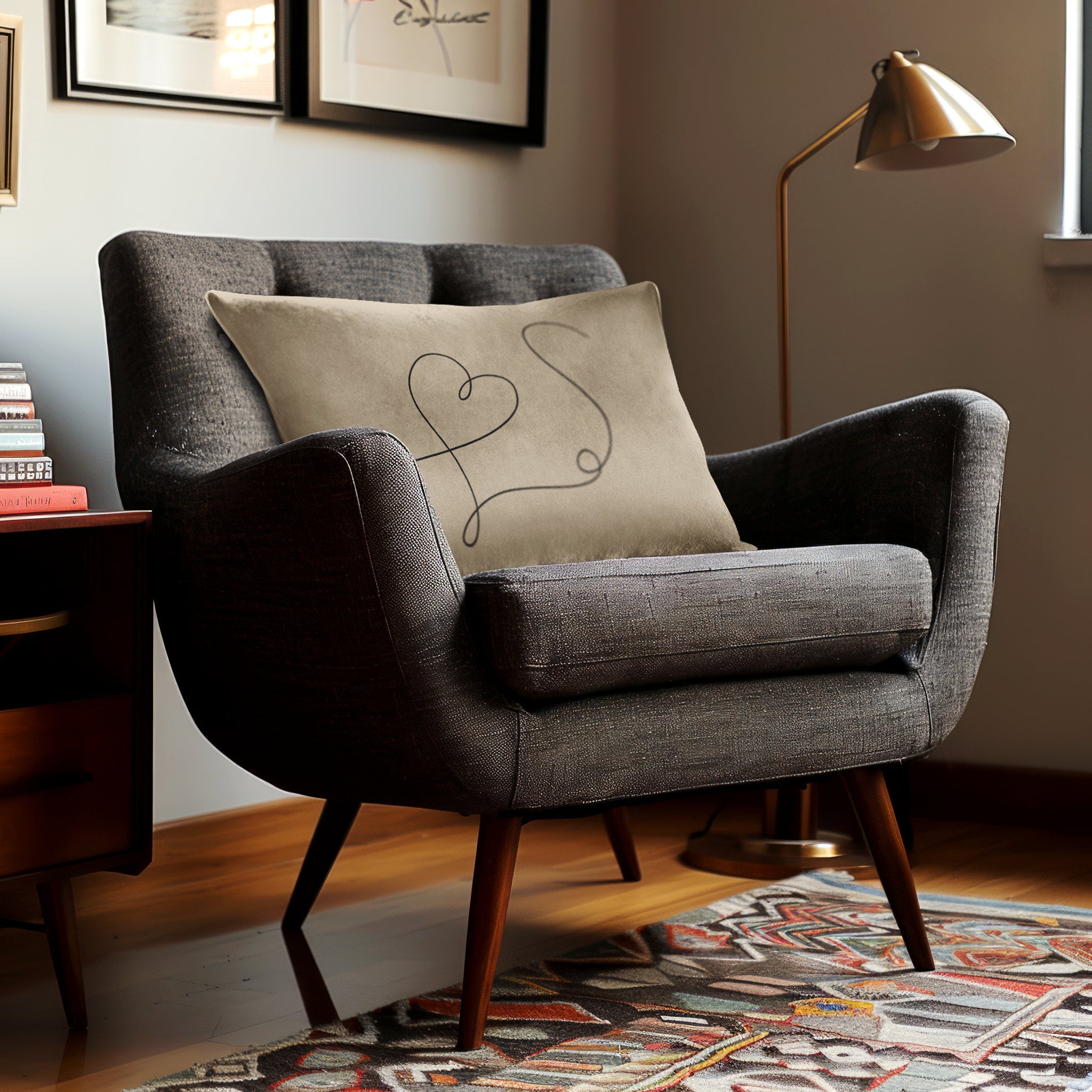 Heart | Sustainable Velvet Rectangle Cushion - Taupe 50 x 30 cm Cover Only by Izabela Peters