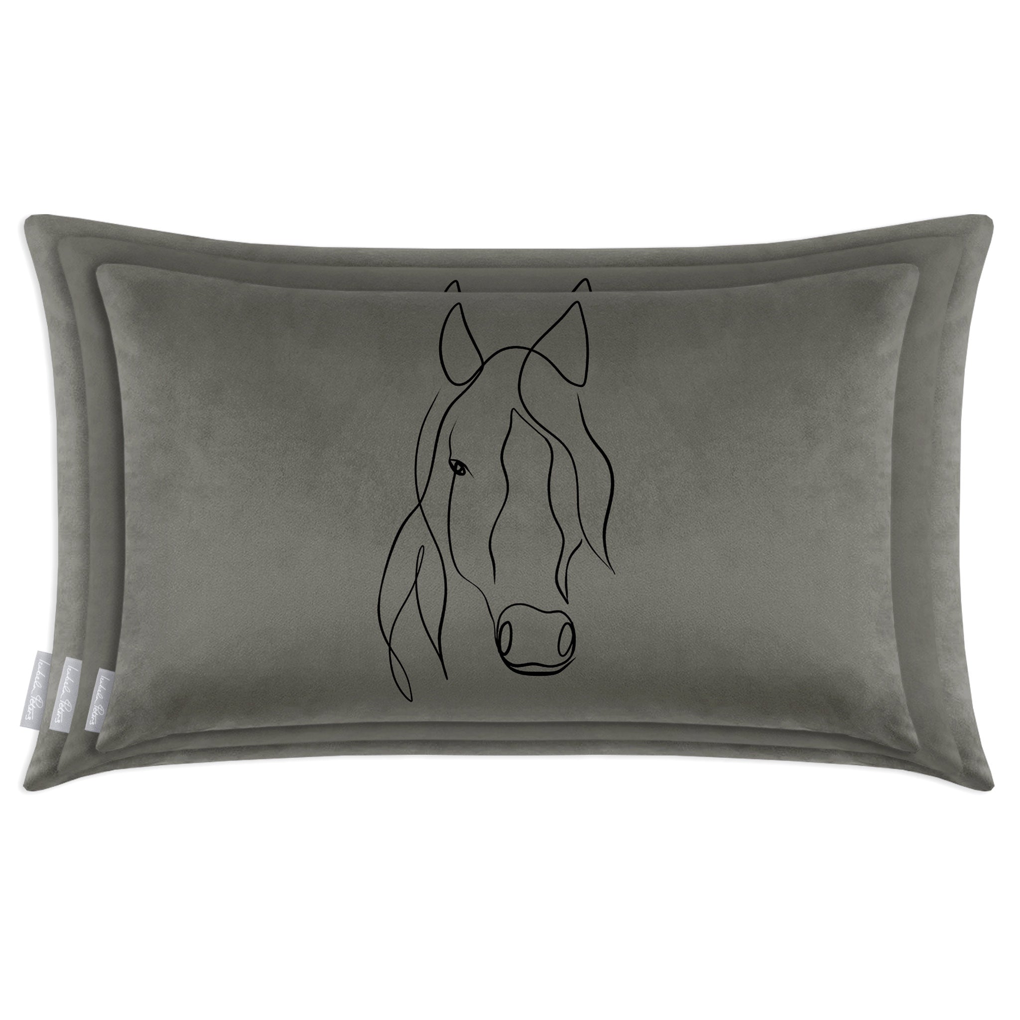 Horse | Sustainable Velvet Rectangle Cushion - Beluga 50 x 30 cm Cover Only by Izabela Peters