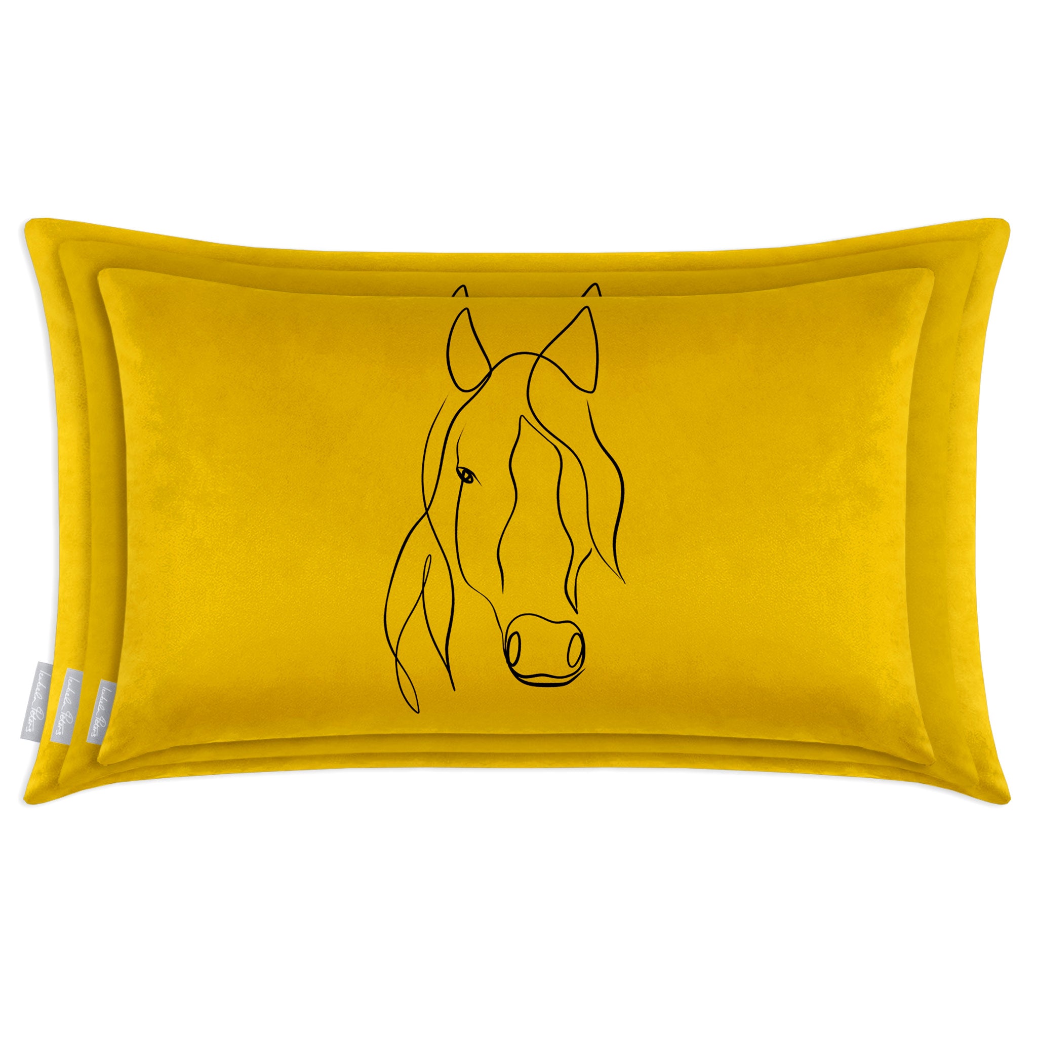 Horse | Sustainable Velvet Rectangle Cushion - Mustard Ochre 50 x 30 cm Cover Only by Izabela Peters