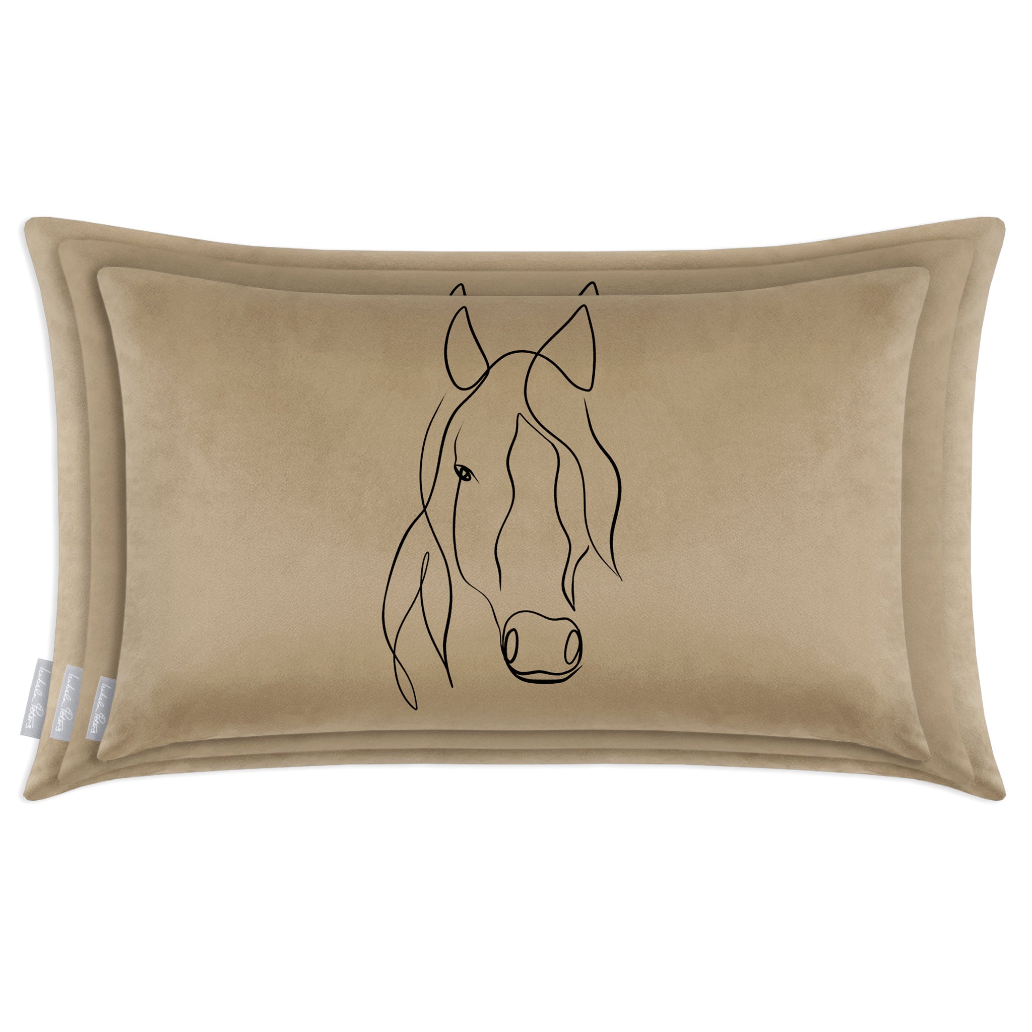 Horse | Sustainable Velvet Rectangle Cushion - Taupe 50 x 30 cm Cover Only by Izabela Peters