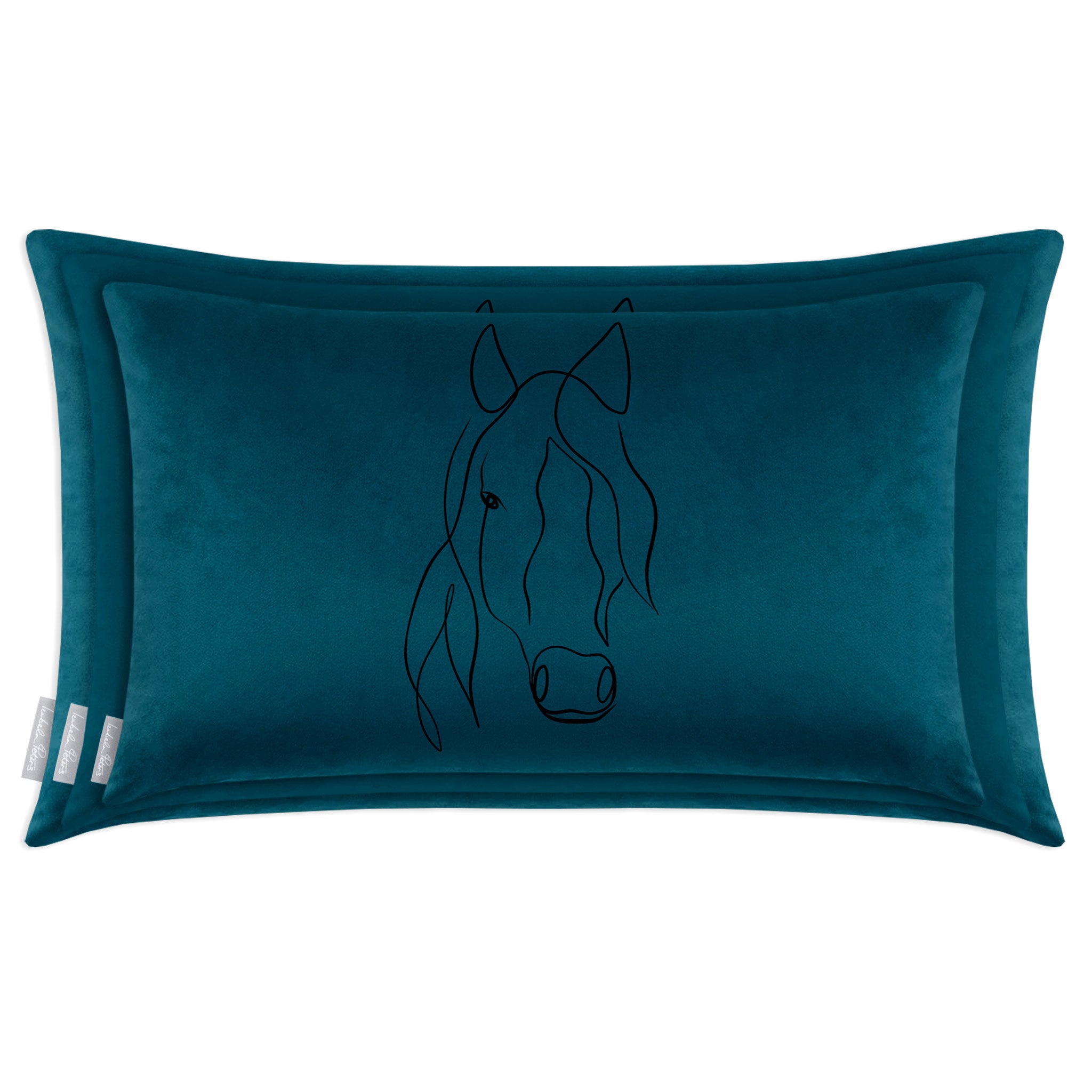 Horse | Sustainable Velvet Rectangle Cushion - Teal 50 x 30 cm Cover Only by Izabela Peters
