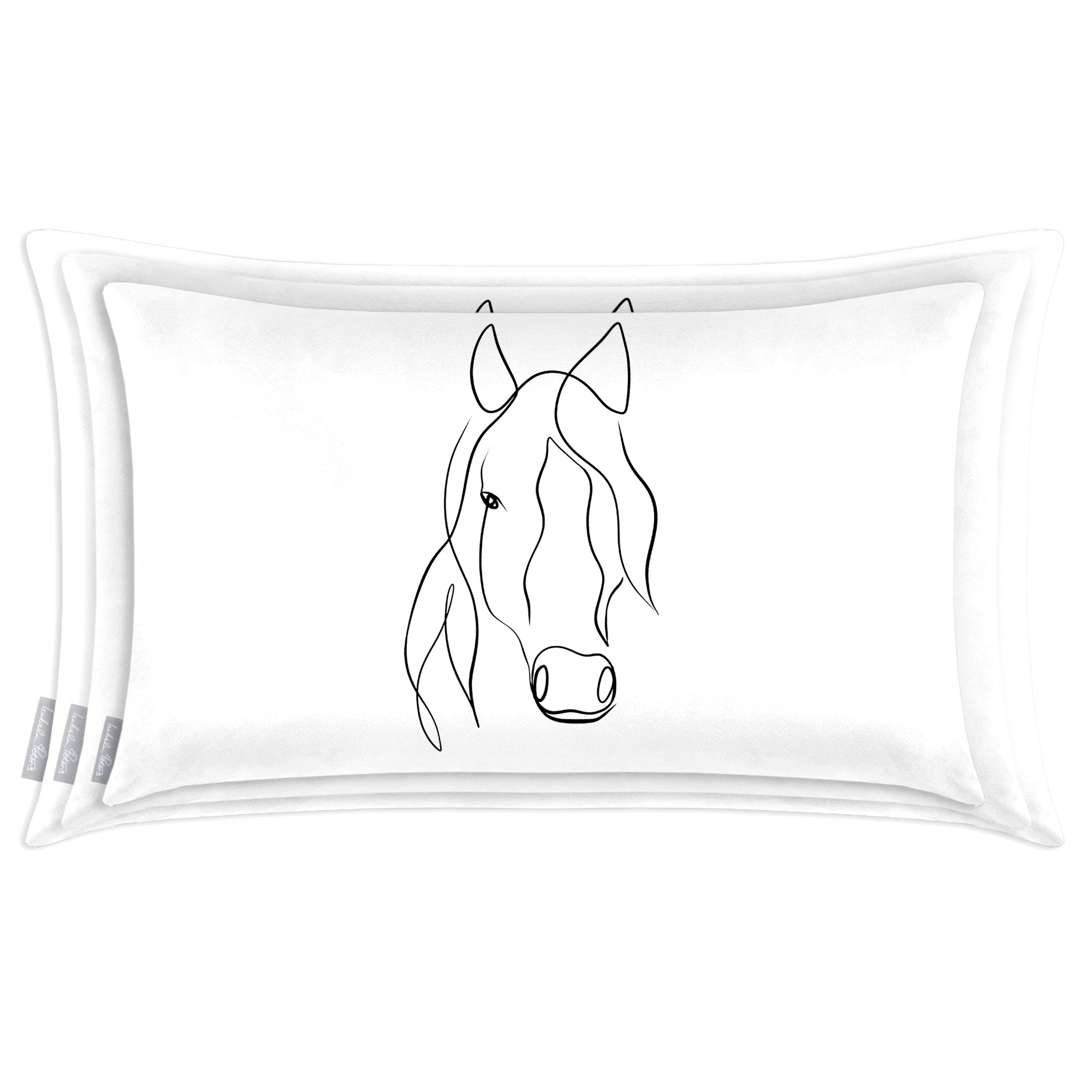 Horse | Sustainable Velvet Rectangle Cushion - White and Black 50 x 30 cm Cover Only by Izabela Peters