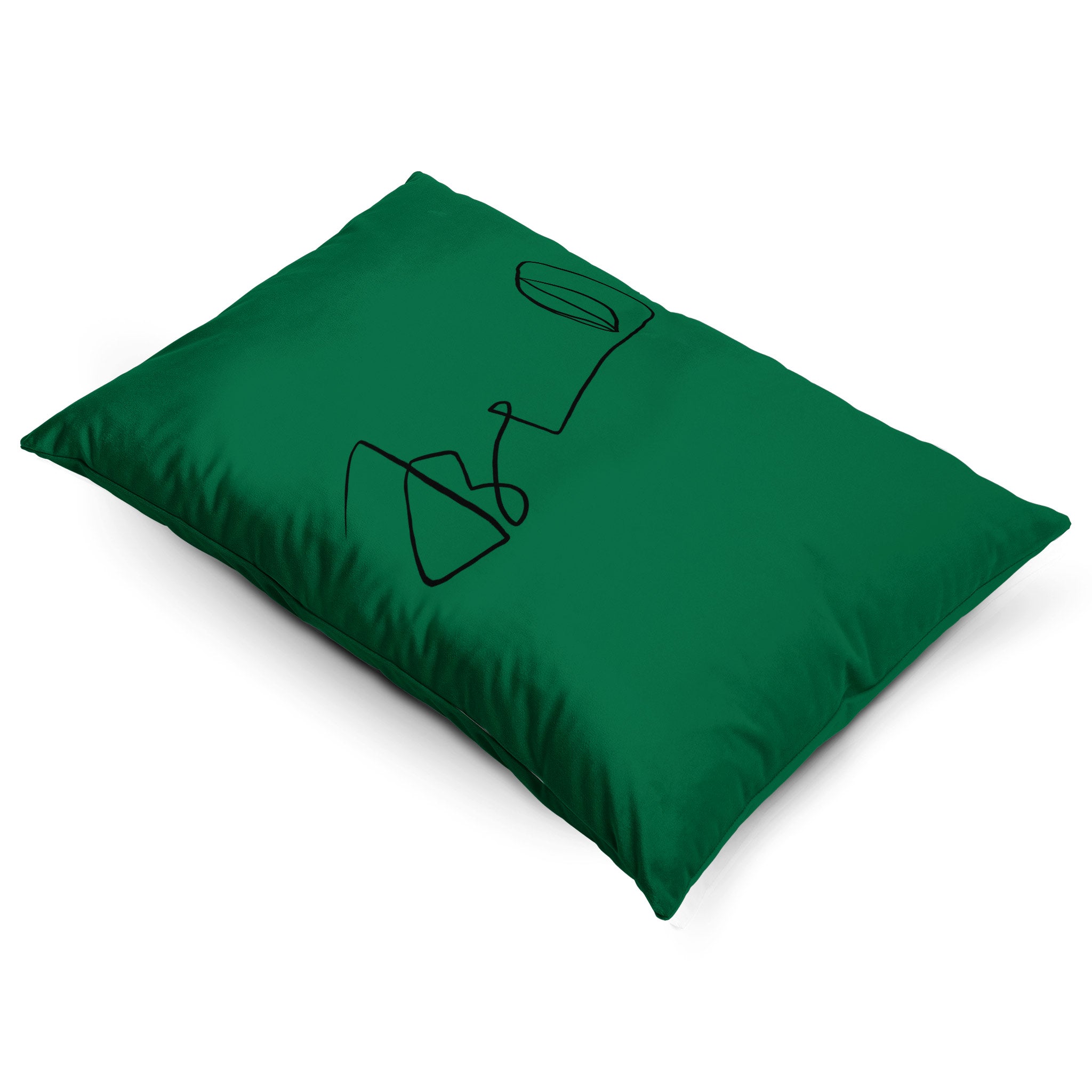 Joyful Face | Sustainable Velvet Rectangle Cushion - Emerald Green 50 x 30 cm Cover Only by Izabela Peters