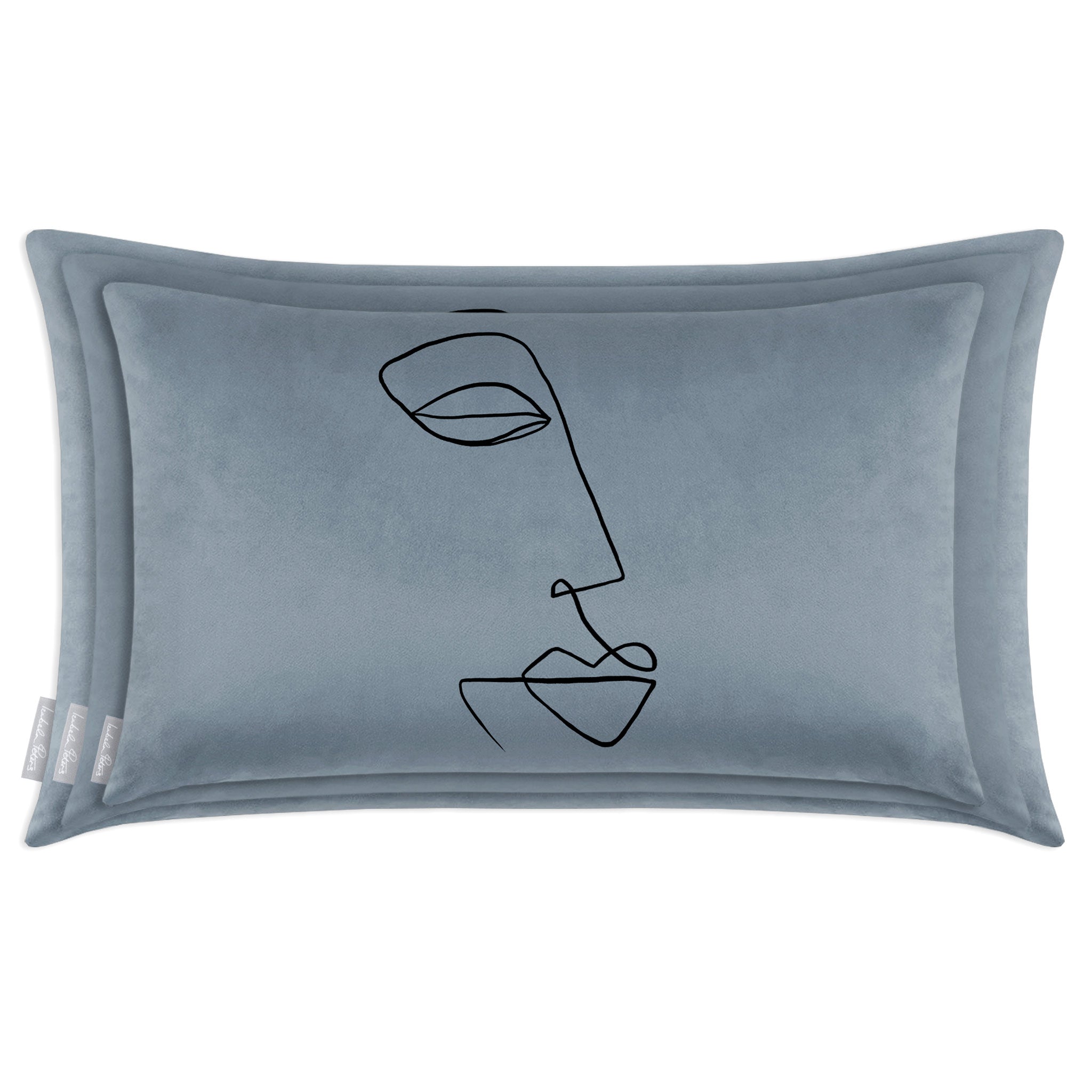 Joyful Face | Sustainable Velvet Rectangle Cushion - French Grey 50 x 30 cm Cover Only by Izabela Peters