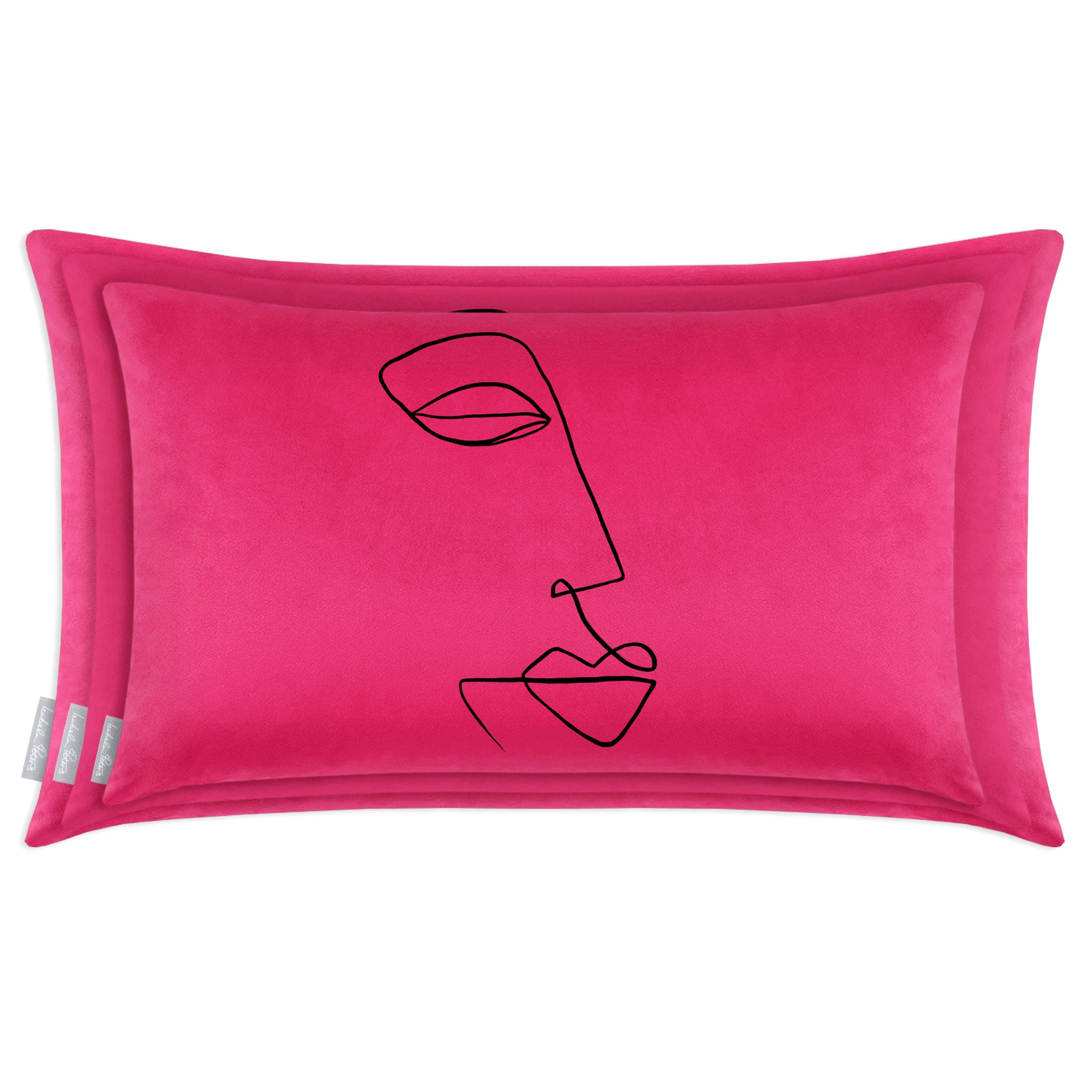 Joyful Face | Sustainable Velvet Rectangle Cushion - Hot Pink 50 x 30 cm Cover Only by Izabela Peters
